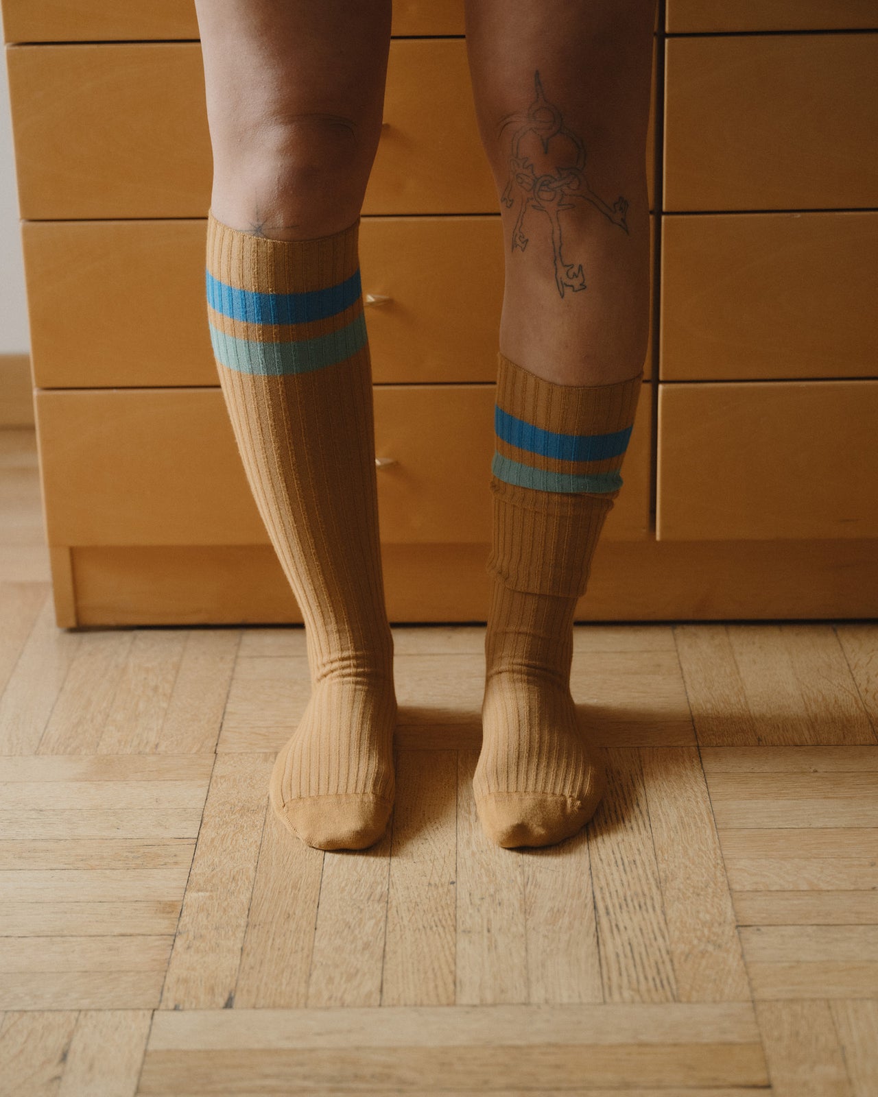 Race Knee Socks - Organic Cotton Rib - Silva Brown