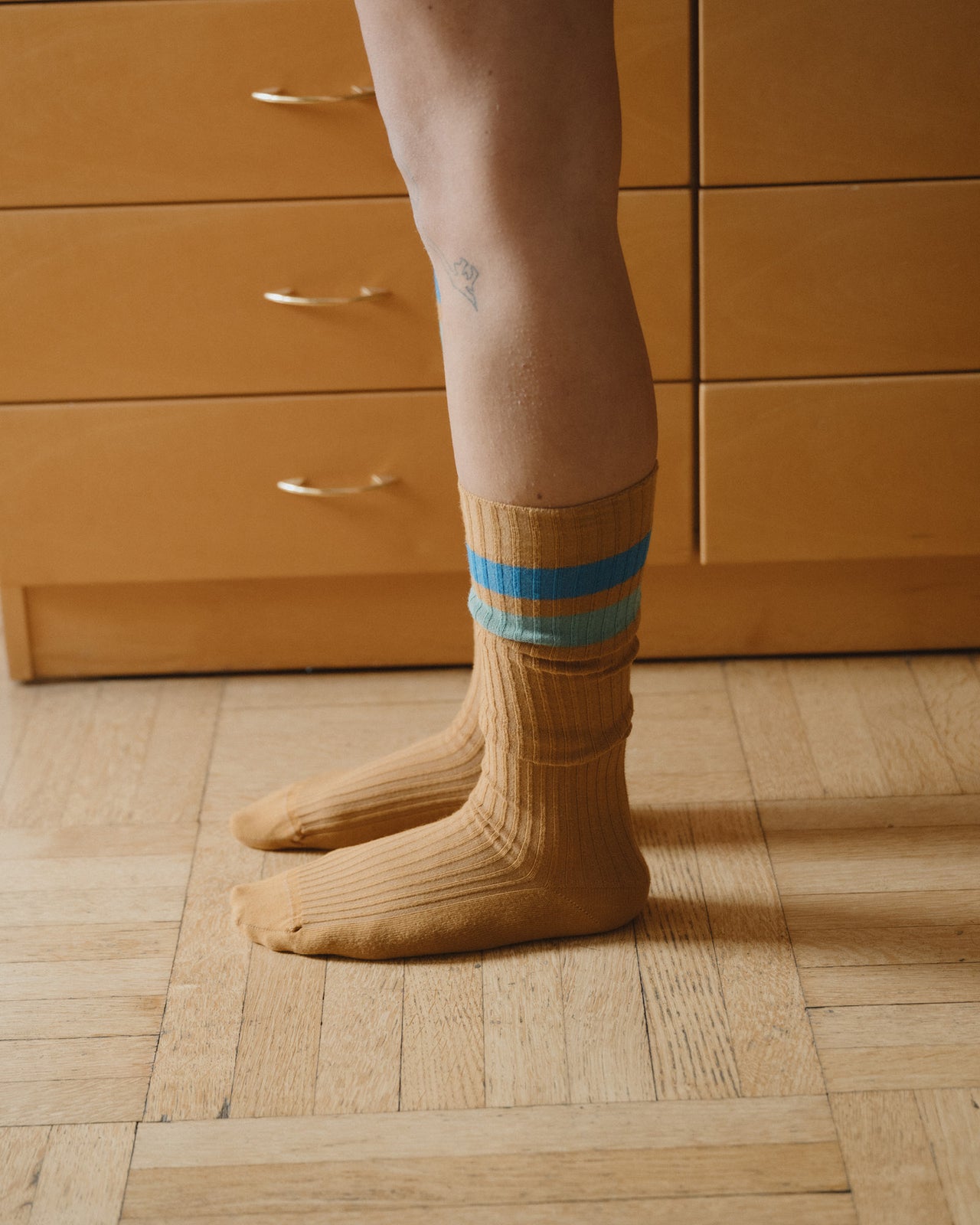 Race Knee Socks - Organic Cotton Rib - Silva Brown