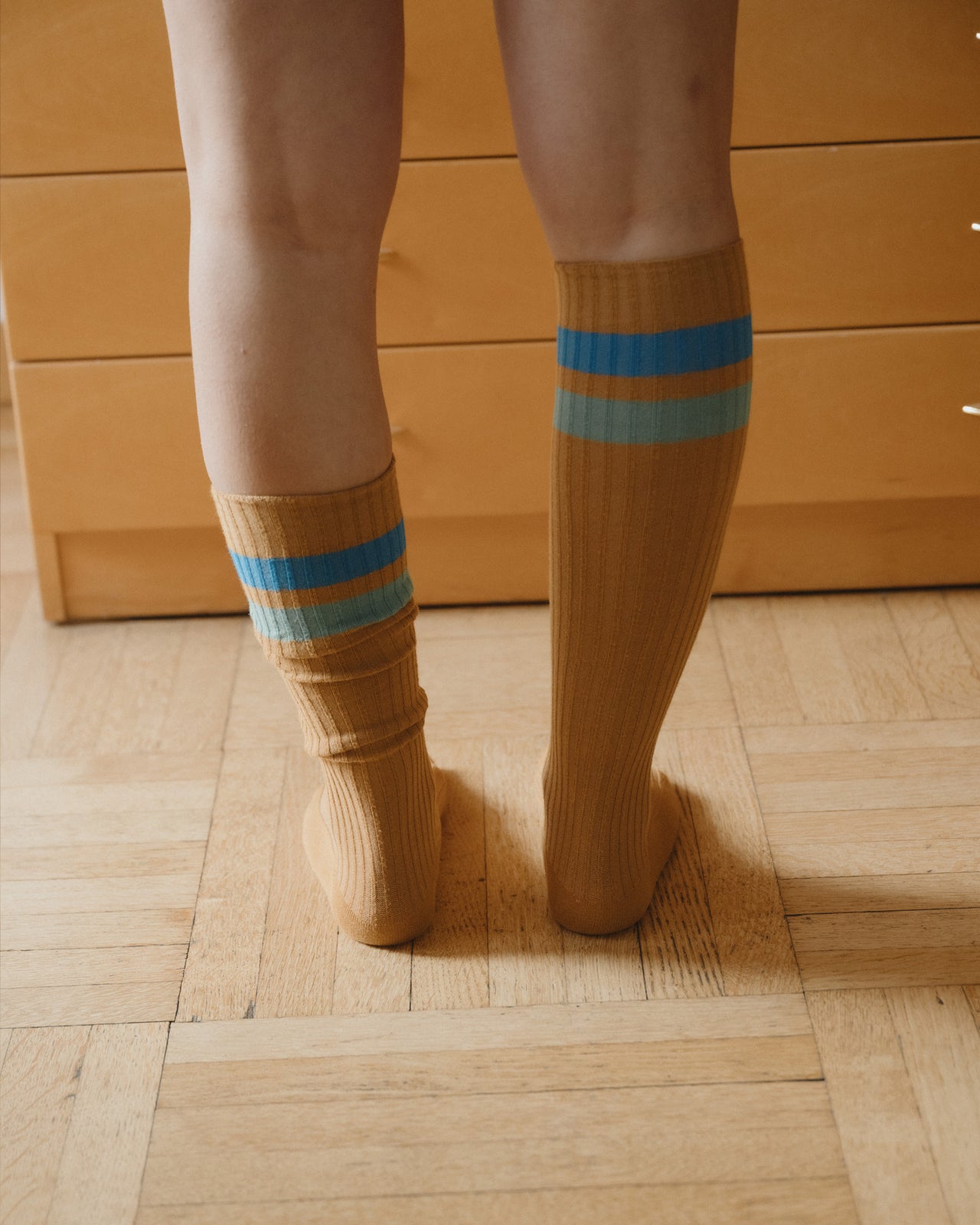 Race Knee Socks - Organic Cotton Rib - Silva Brown