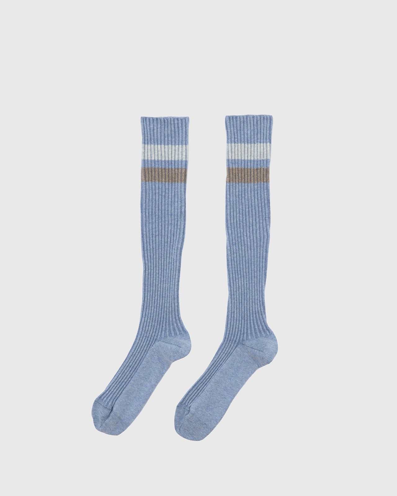 Race Knee Socks - Organic Cotton Rib - Blue Melange