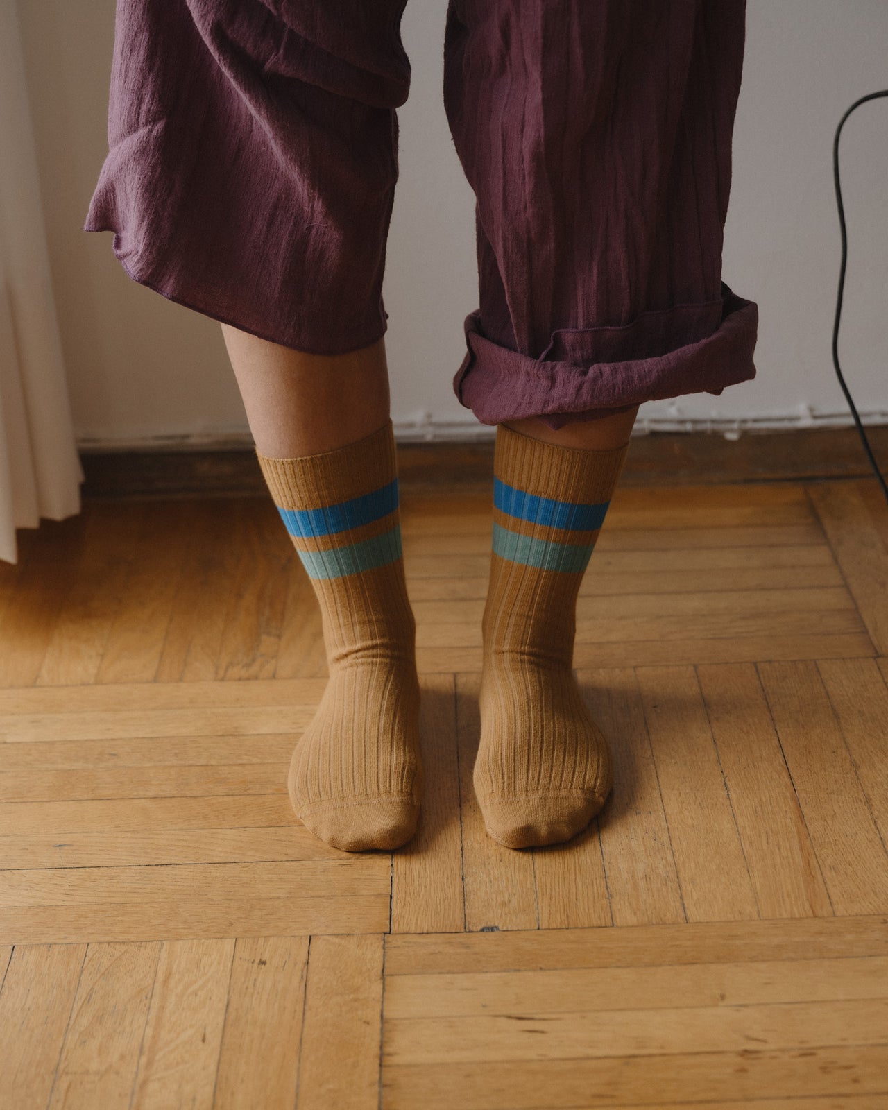 Race Overankle Socks - Organic Cotton Rib - Silva Brown