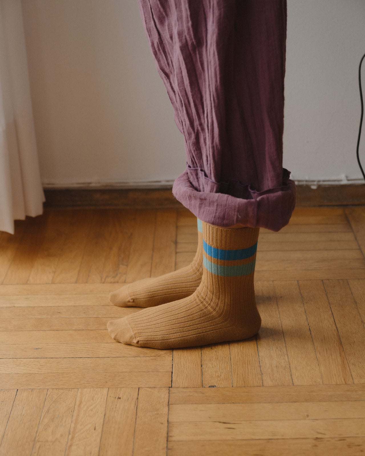 Race Overankle Socks - Organic Cotton Rib - Silva Brown
