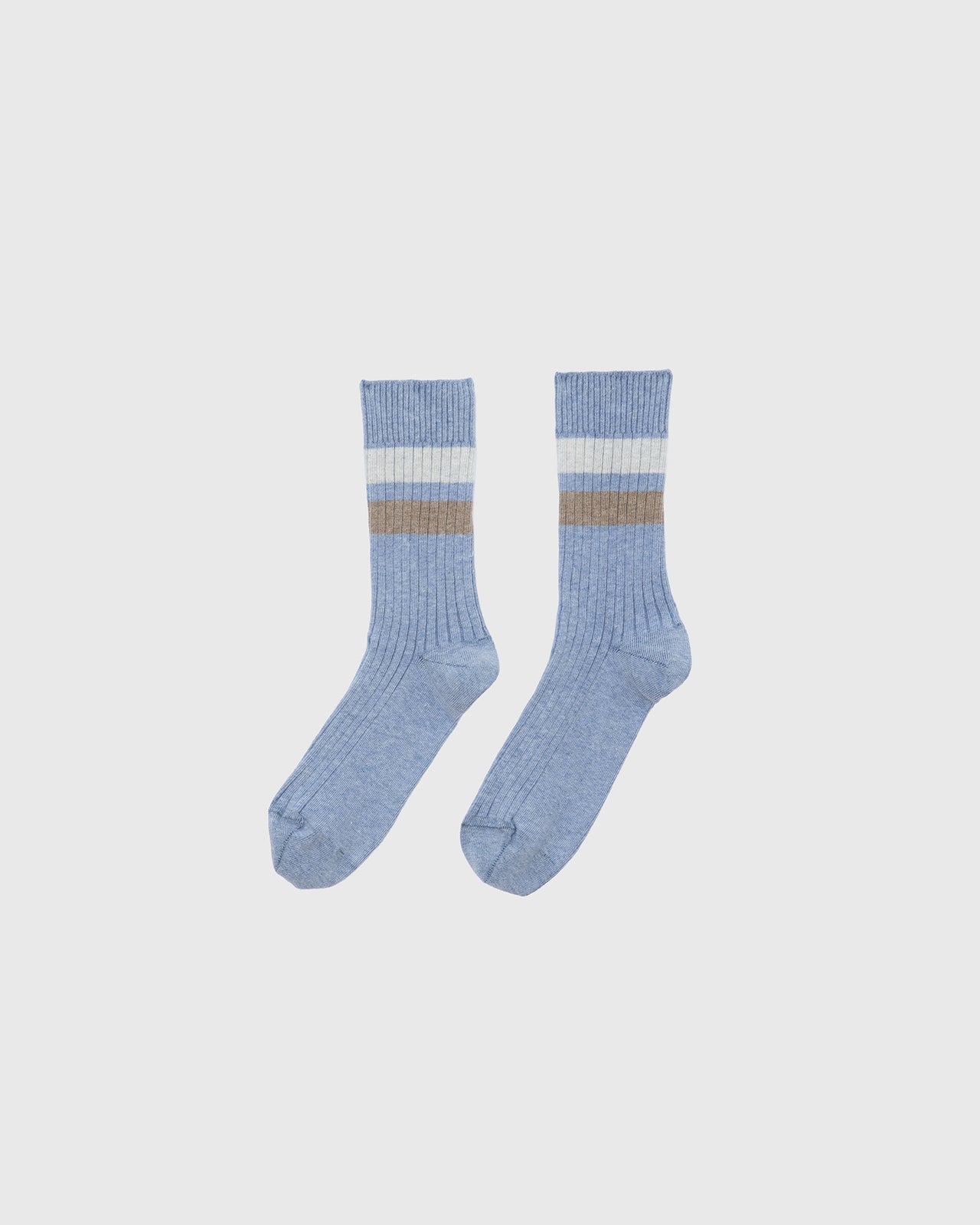 Race Ankle Socks - Organic Cotton Rib - Blue Melange