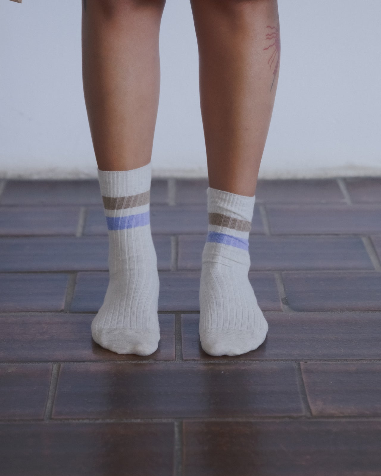 Race Ankle Socks - Organic Cotton Rib - Grey Melange