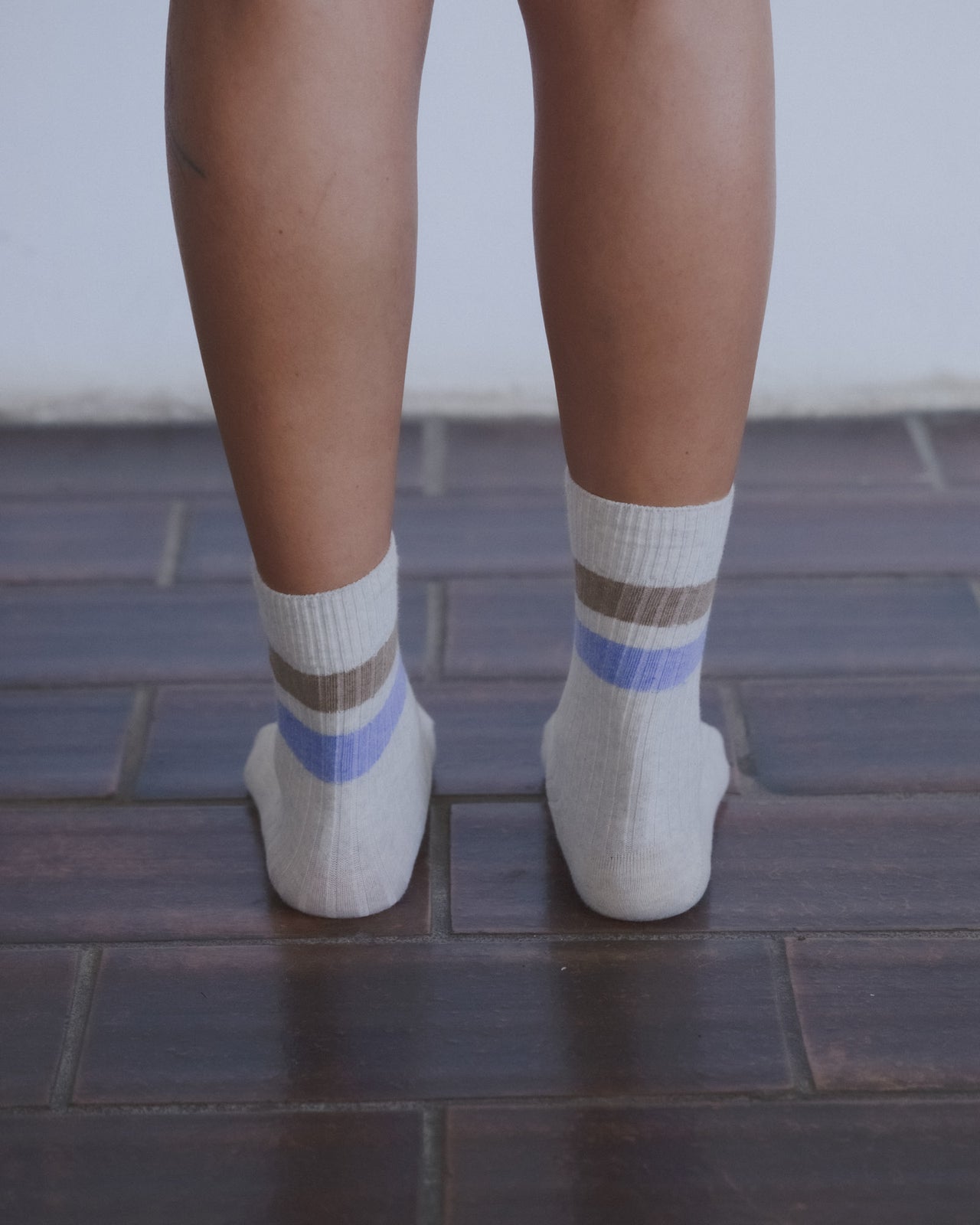 Race Ankle Socks - Organic Cotton Rib - Grey Melange