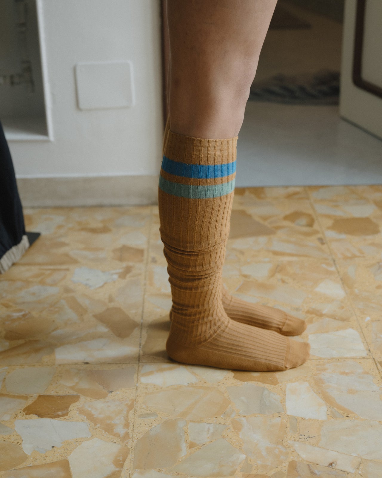 Race Overknee Socks - Organic Cotton Rib - Silva Brown