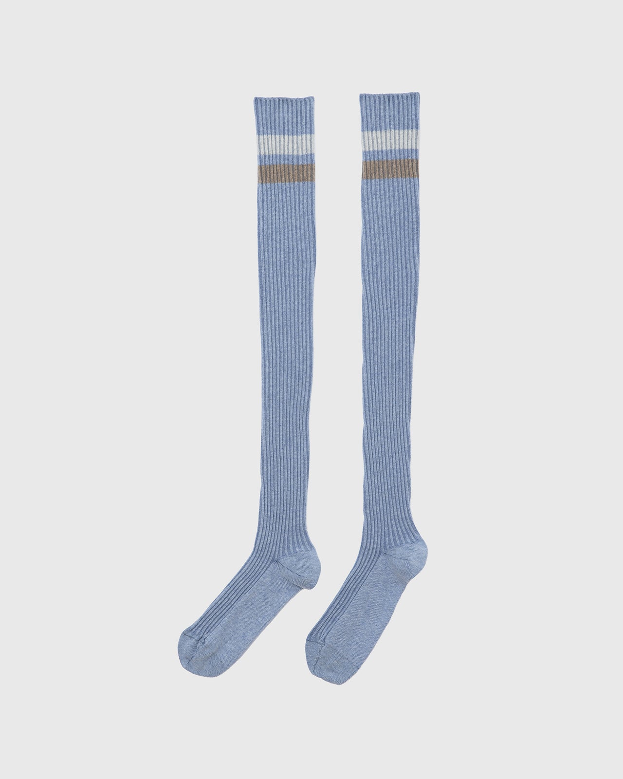 Race Overknee Socks - Organic Cotton Rib - Blue Melange