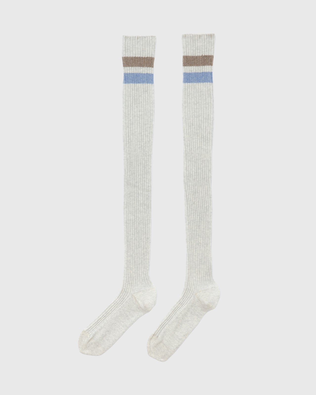 Race Overknee Socks - Organic Cotton Rib - Grey Melange