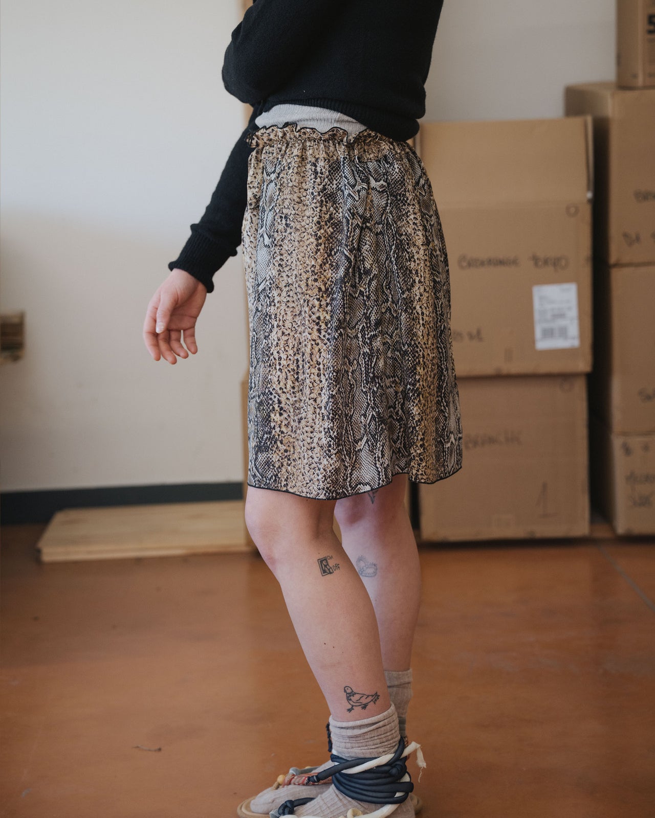 Rema Shorts - Silk Crepe - Snake