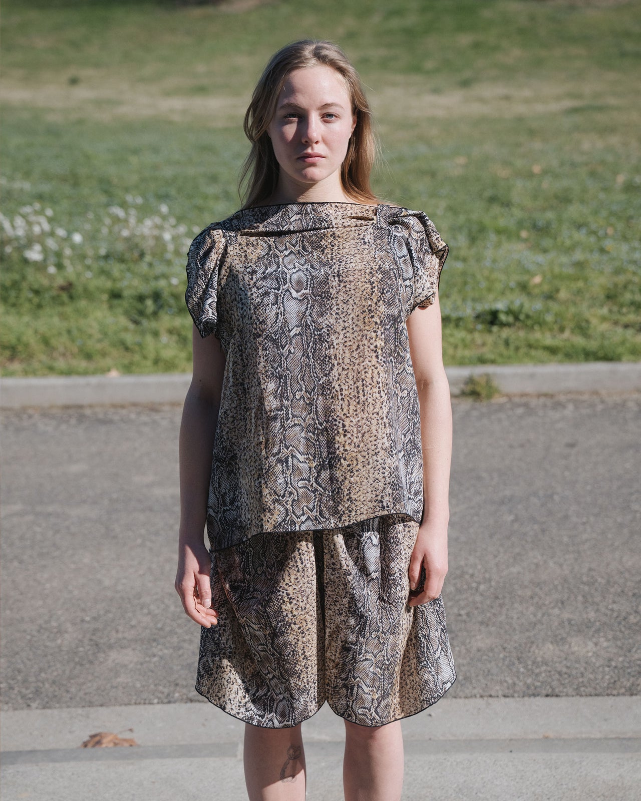 Rema Shorts - Silk Crepe - Snake