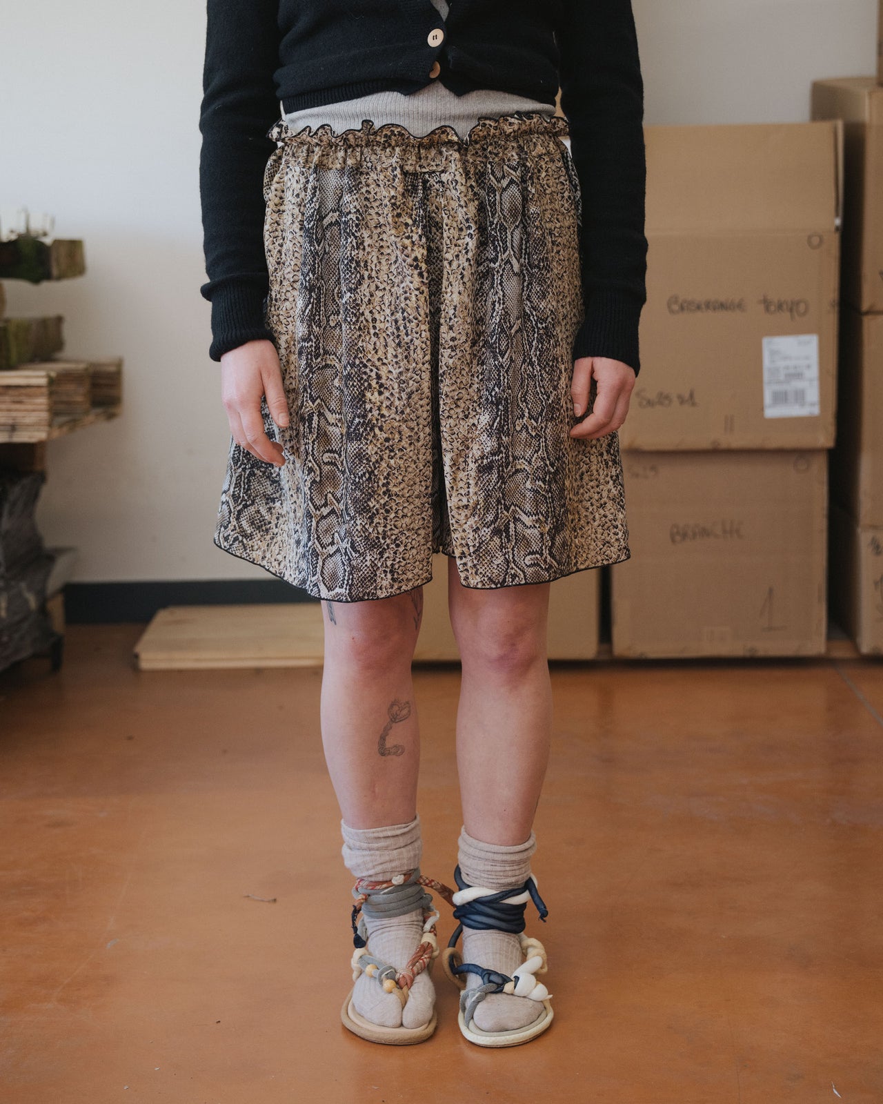 Rema Shorts - Silk Crepe - Snake