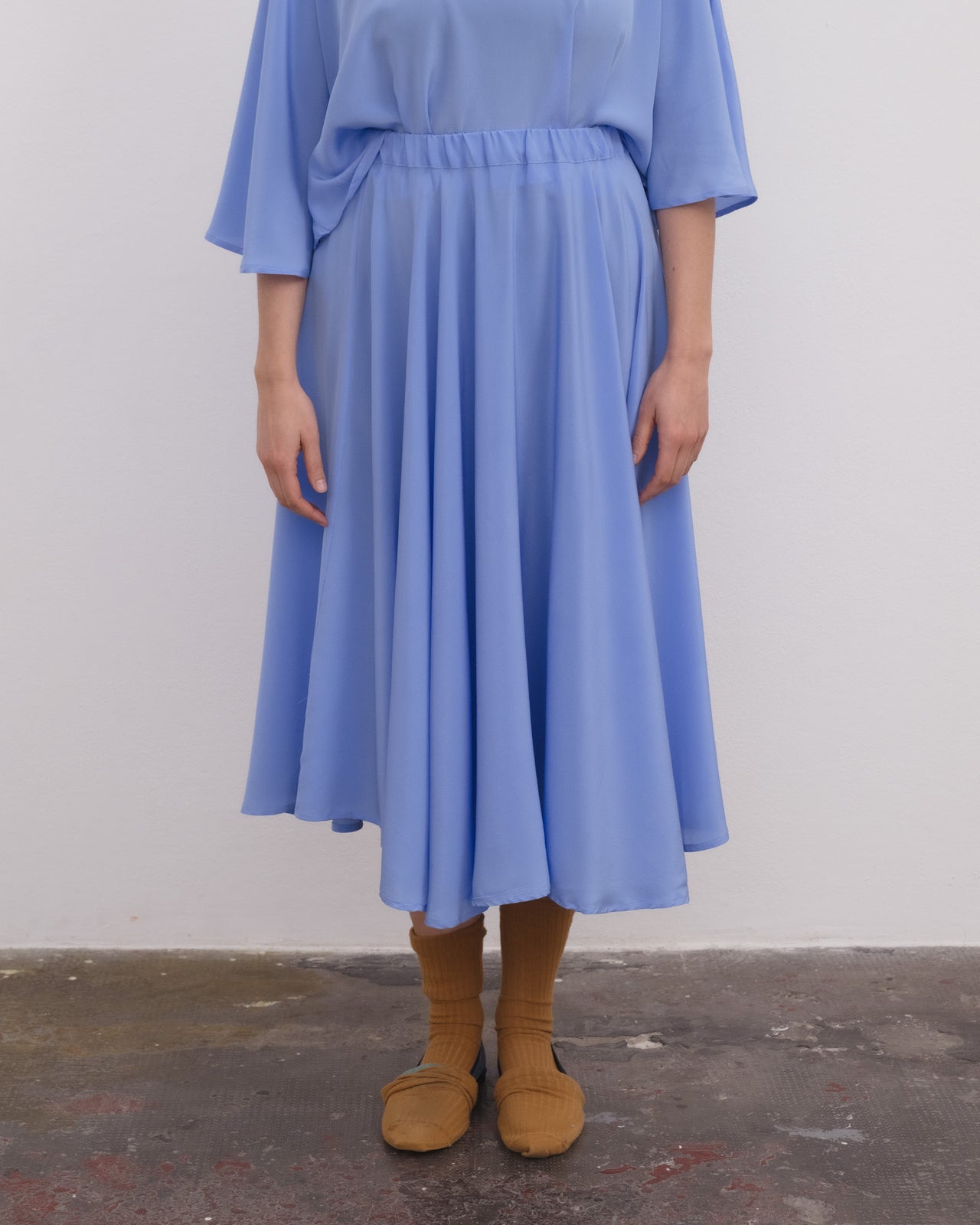 Rene Skirt - Silk Crepe - Calder Blue
