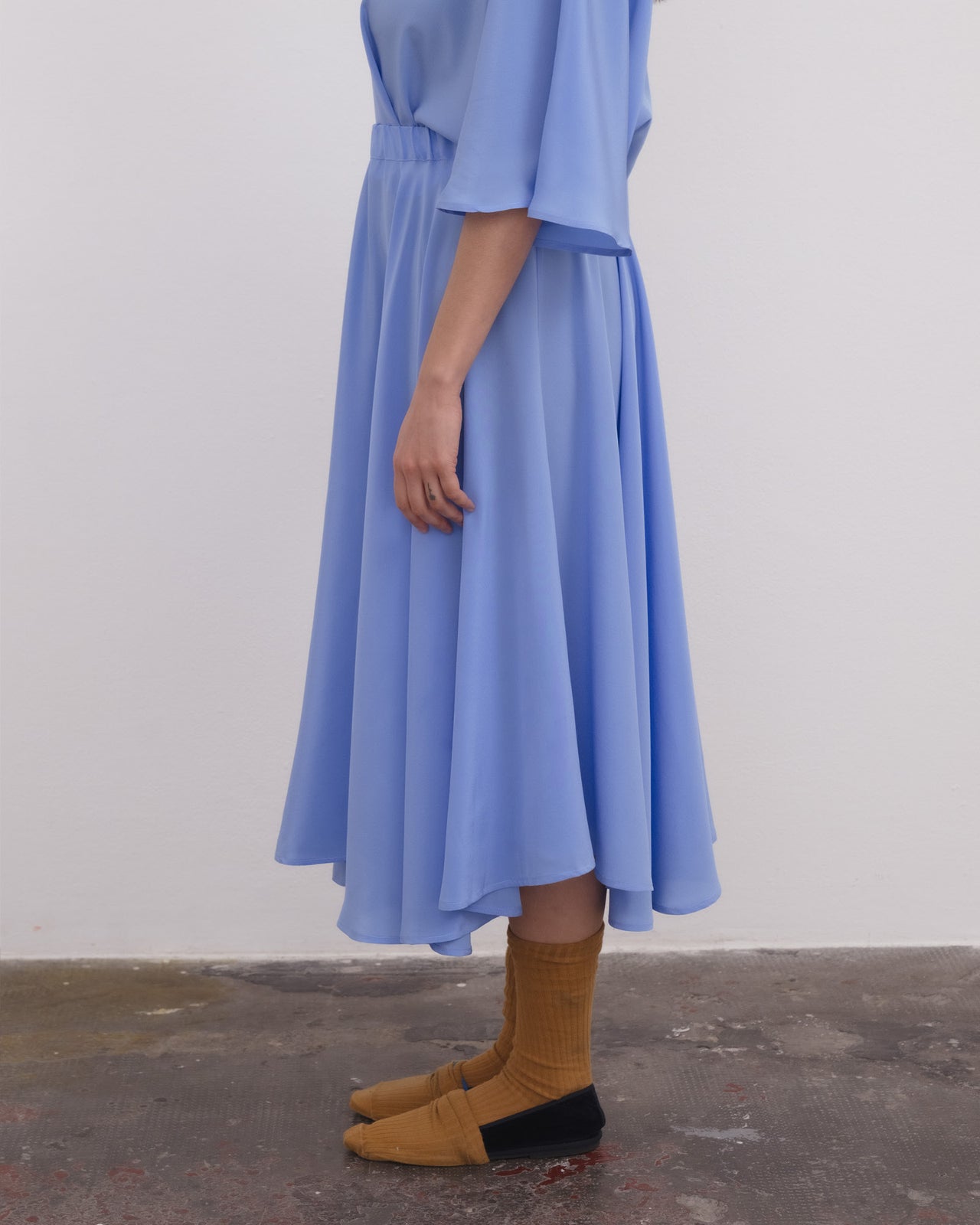 Rene Skirt - Silk Crepe - Calder Blue