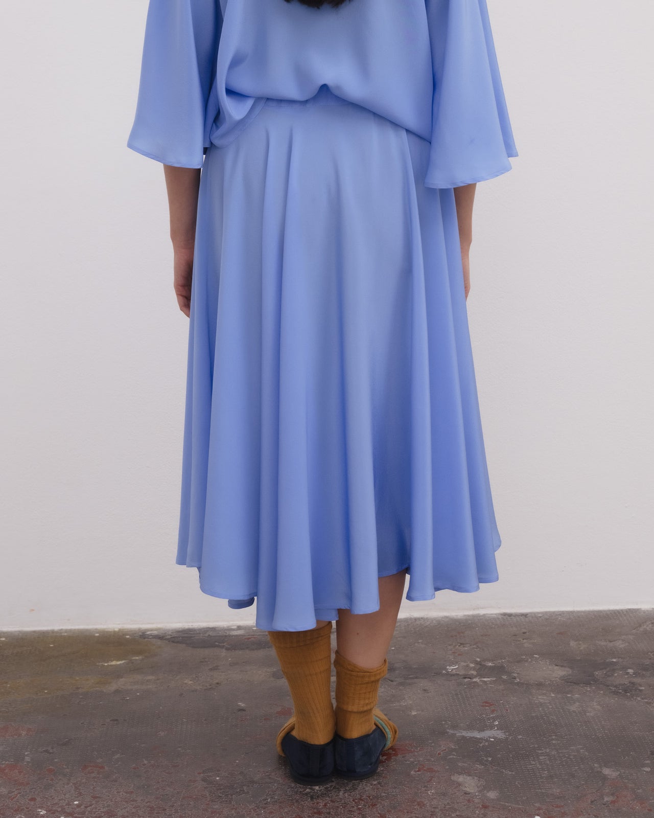 Rene Skirt - Silk Crepe - Calder Blue