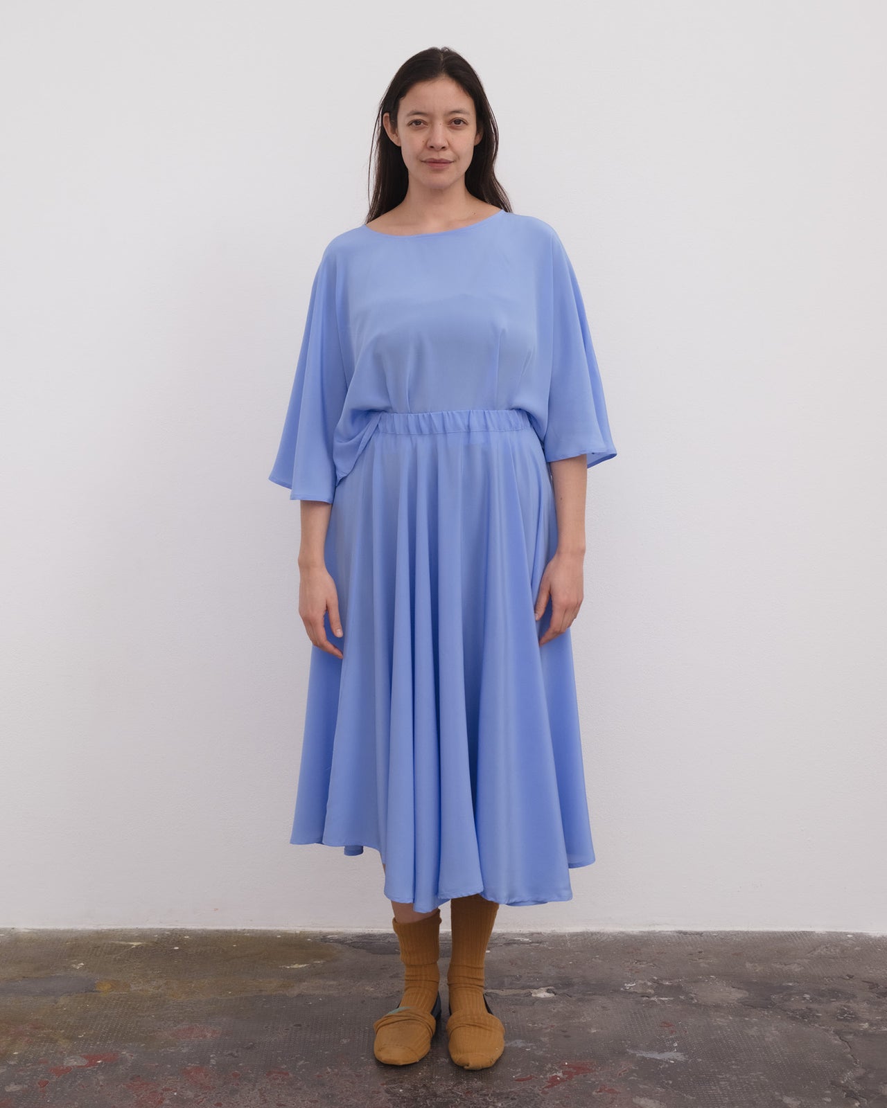 Rene Skirt - Silk Crepe - Calder Blue