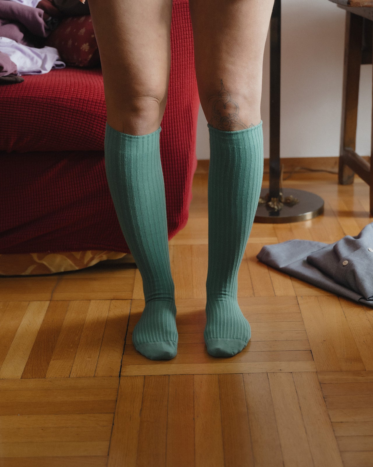 Rib Knee Socks - Organic Cotton Rib - Orbit Green