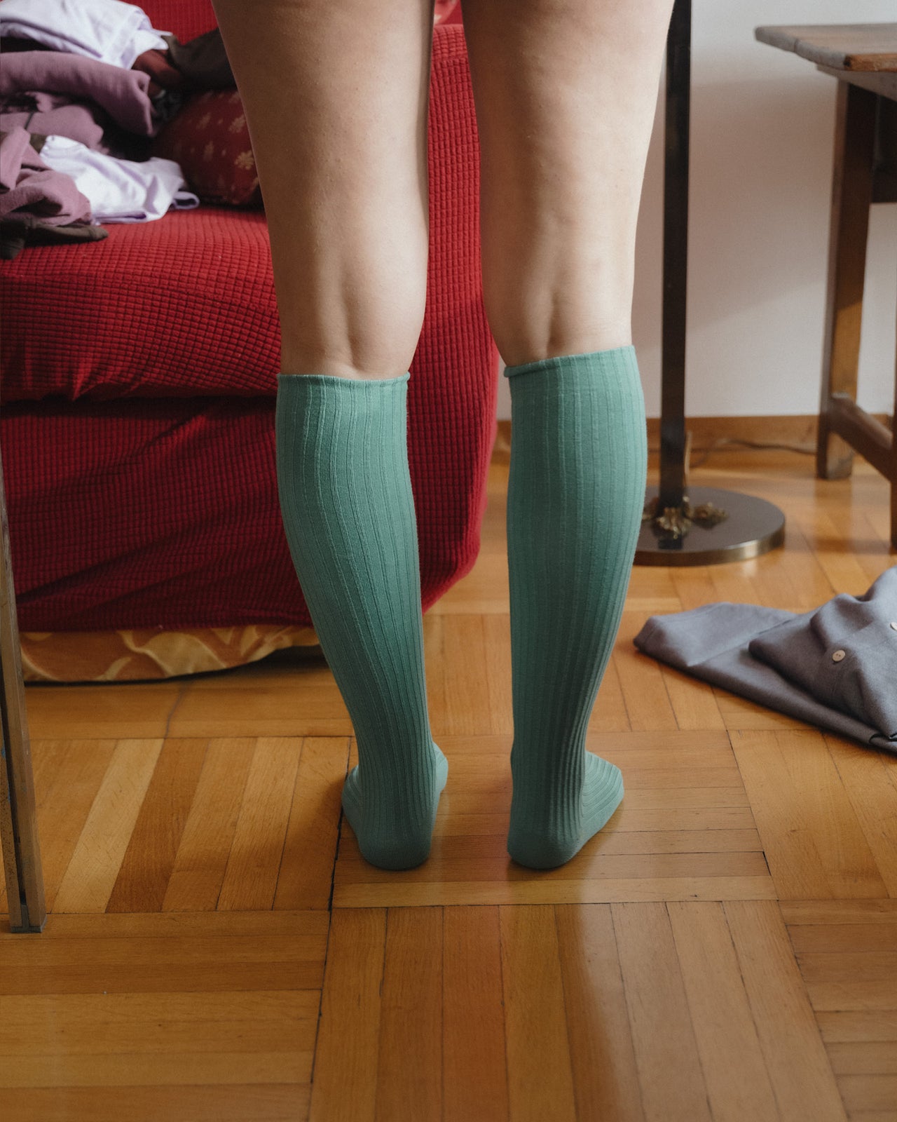 Rib Knee Socks - Organic Cotton Rib - Orbit Green