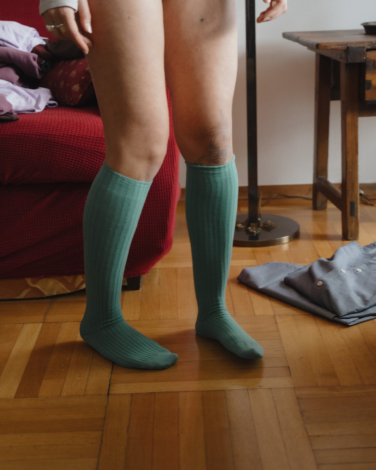Rib Knee Socks - Organic Cotton Rib - Orbit Green