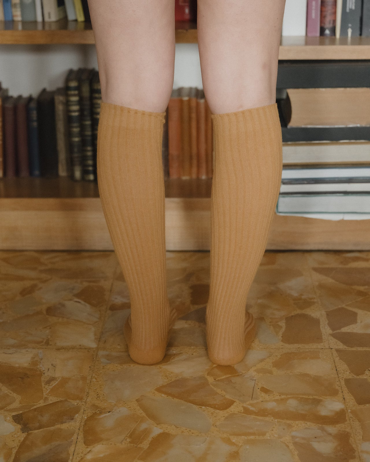 Rib Knee Socks - Organic Cotton Rib - Silva Brown