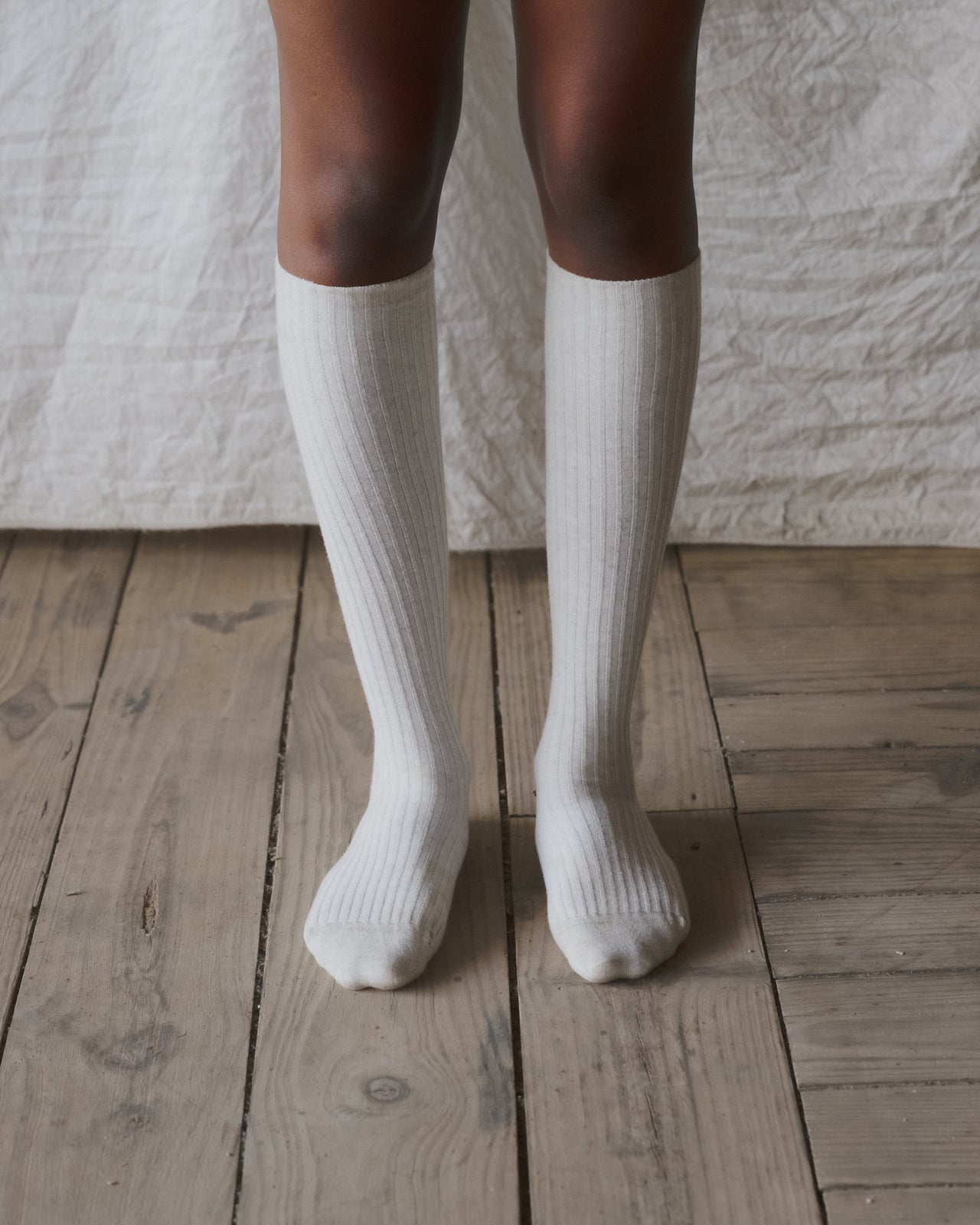 Rib Knee Socks - Organic Cotton Rib - Grey Melange