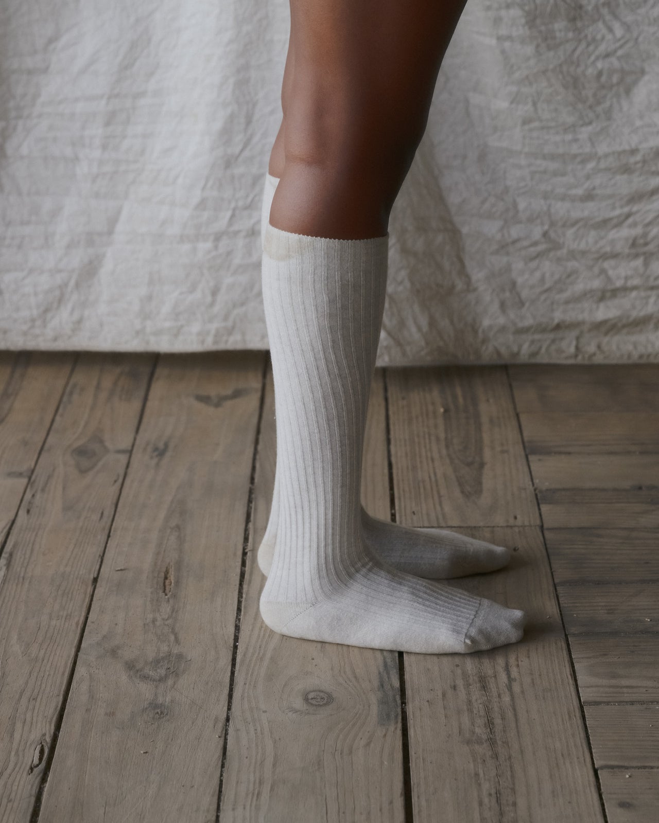 Rib Knee Socks - Organic Cotton Rib - Grey Melange