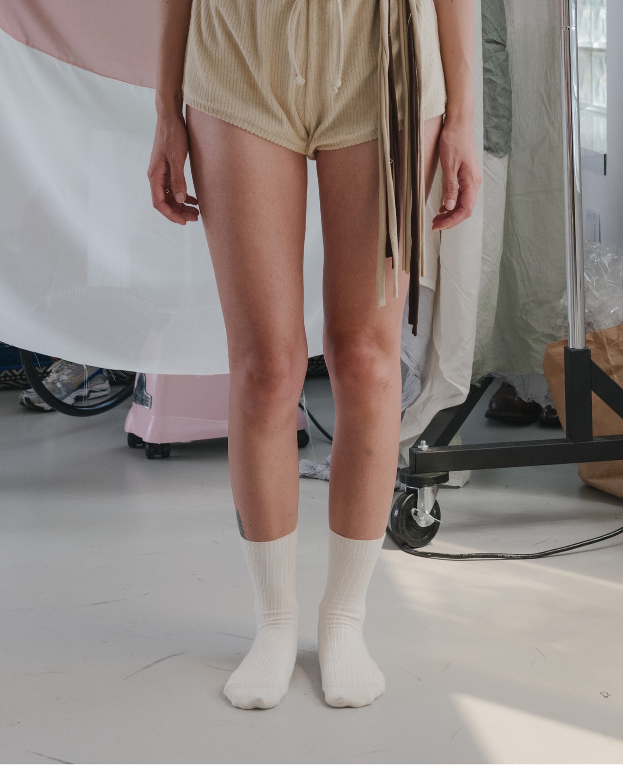 Rib Overankle Socks - Cotton Rib - Undyed