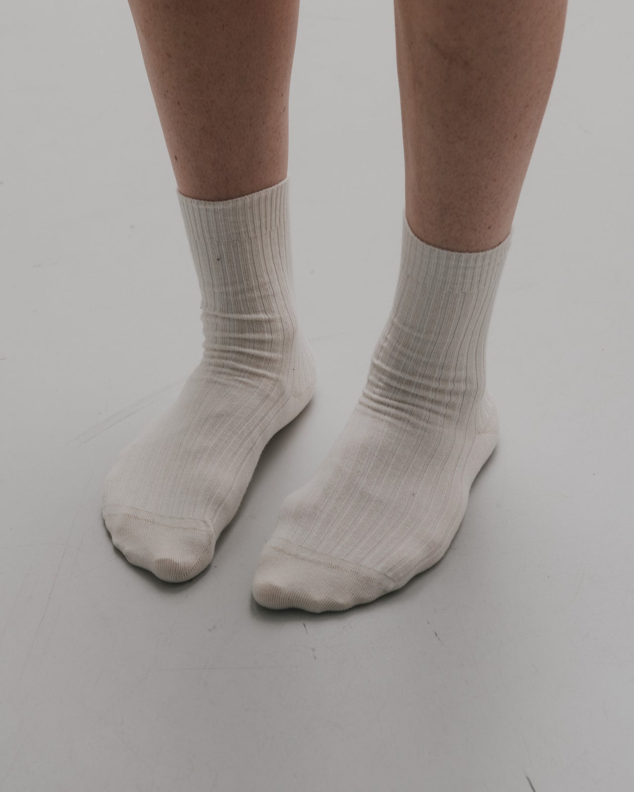 Rib Overankle Socks - Cotton Rib - Undyed