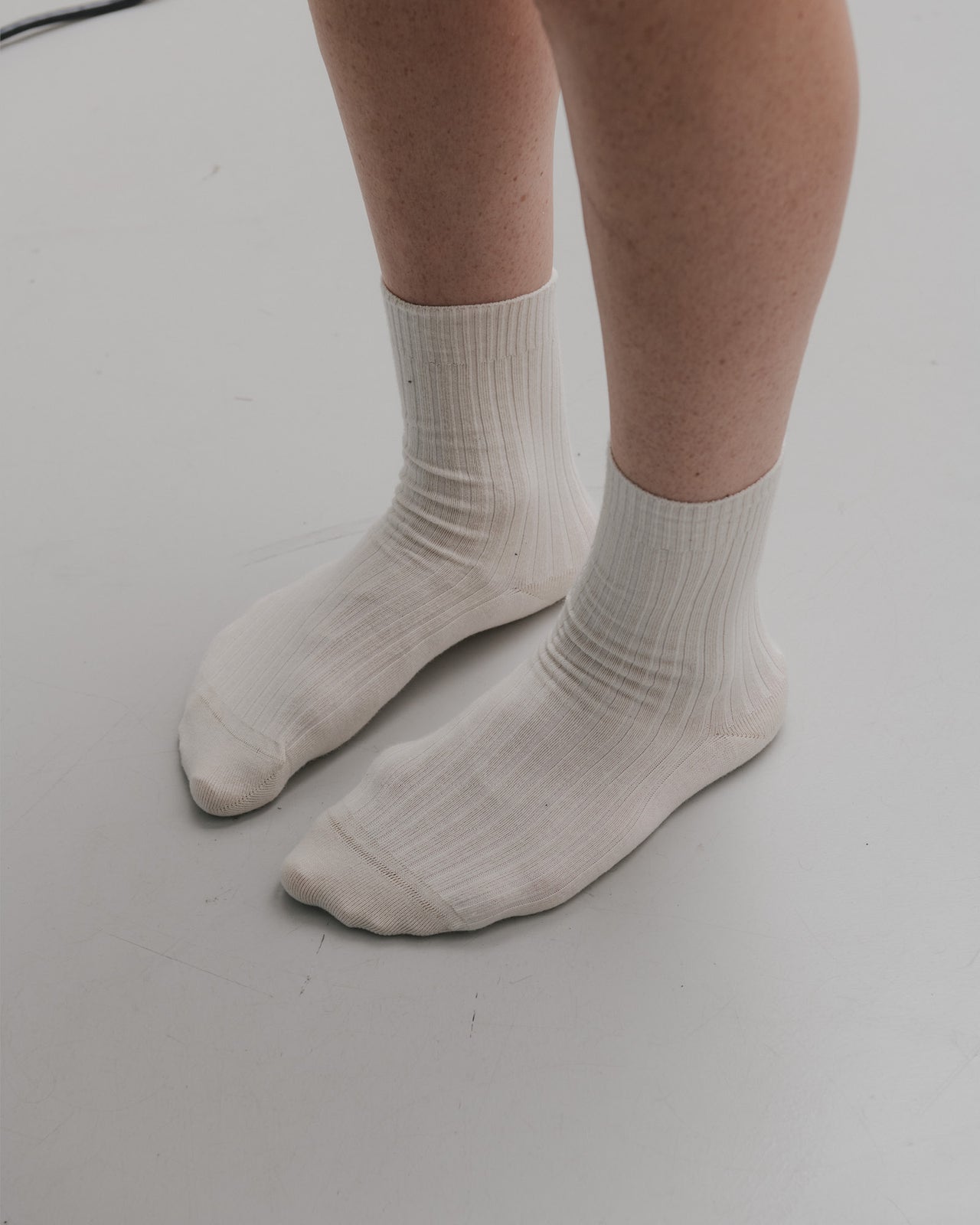 Rib Overankle Socks - Cotton Rib - Undyed