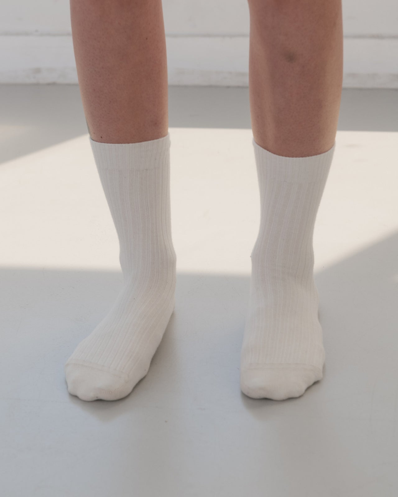 Rib Overankle Socks - Cotton Rib - Undyed