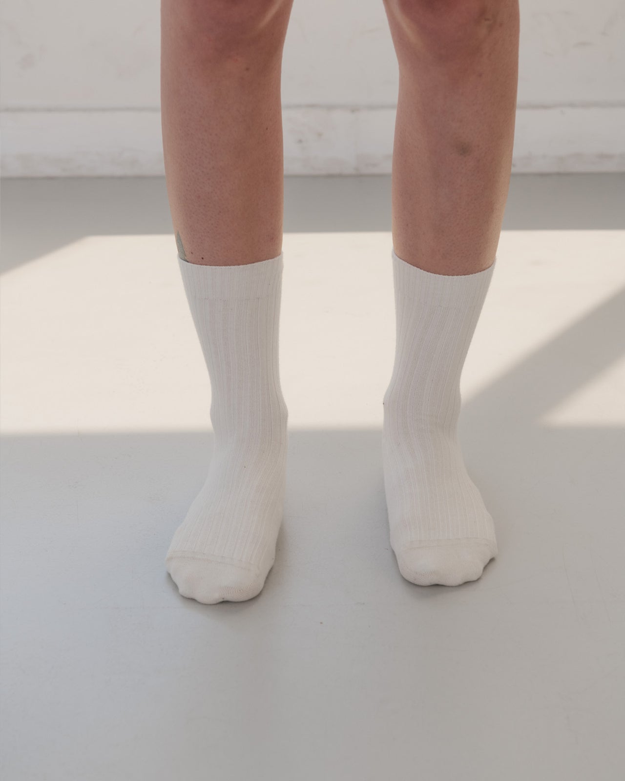 Rib Overankle Socks - Cotton Rib - Undyed