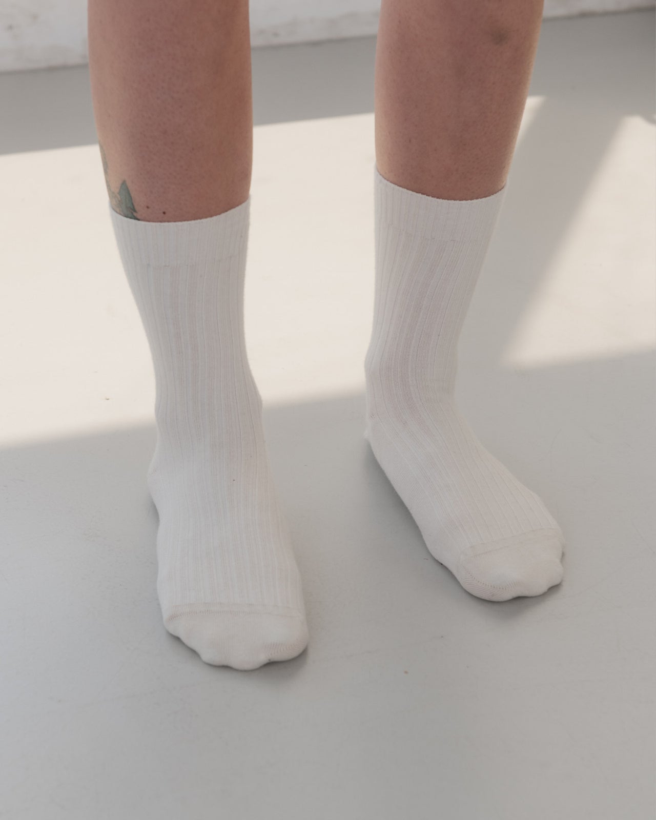 Rib Overankle Socks - Cotton Rib - Undyed