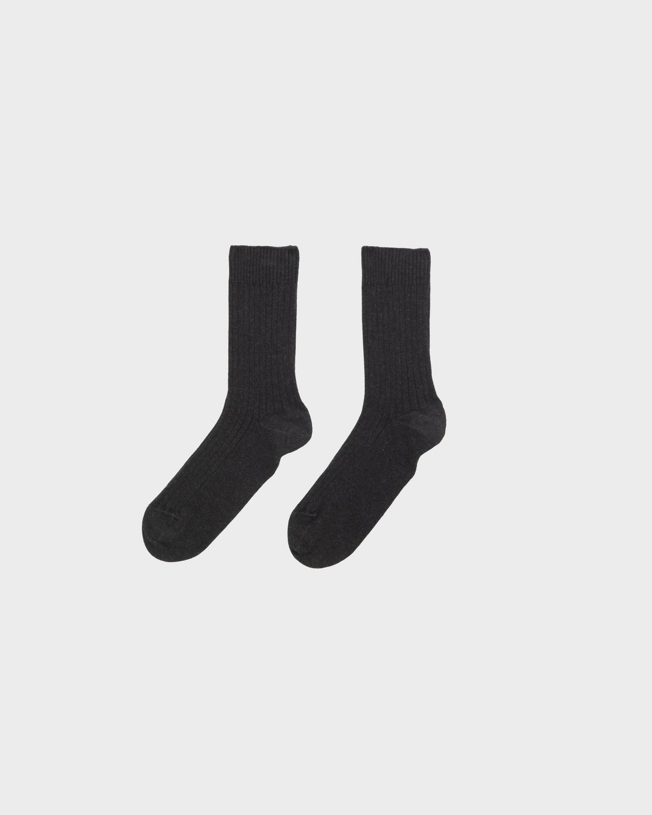 Rib Overankle Socks - Organic Cotton - Black Melange