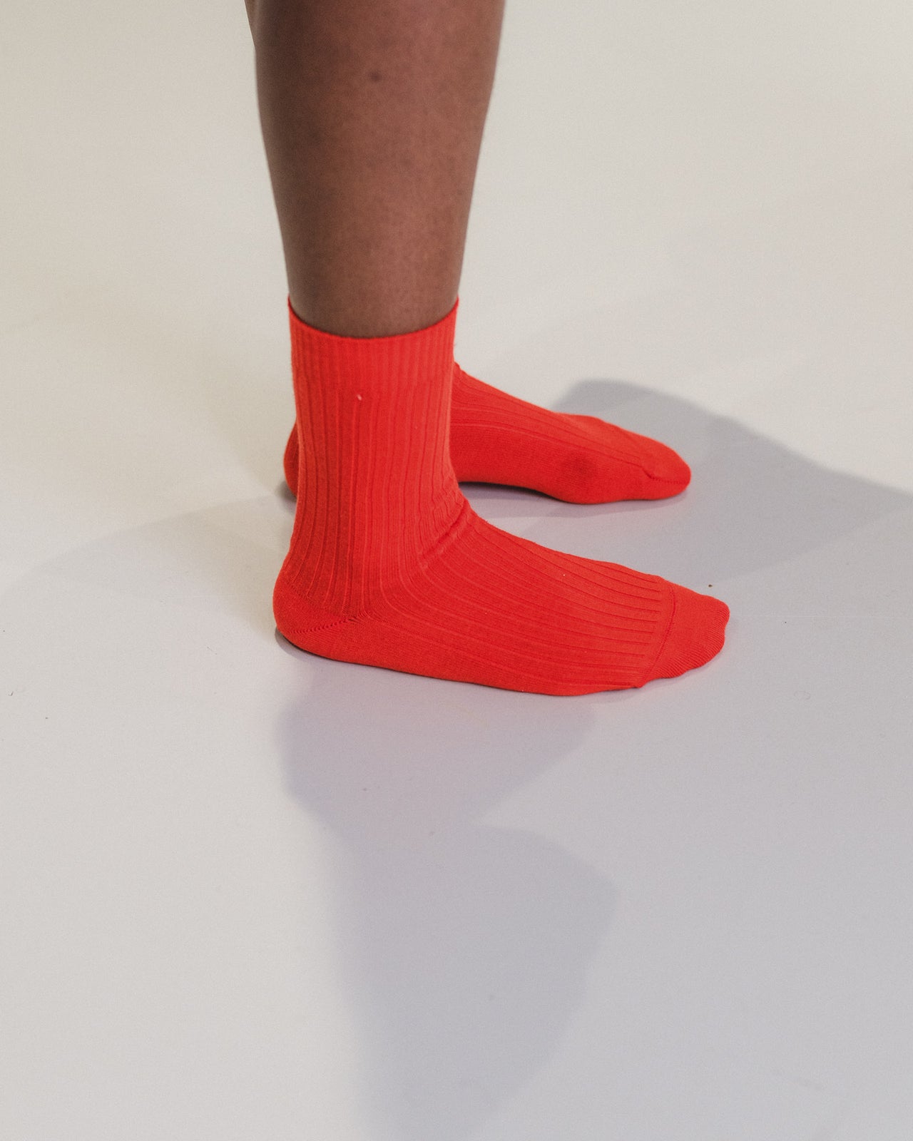 Rib Overankle Socks - Organic Cotton Rib - Chiral Red