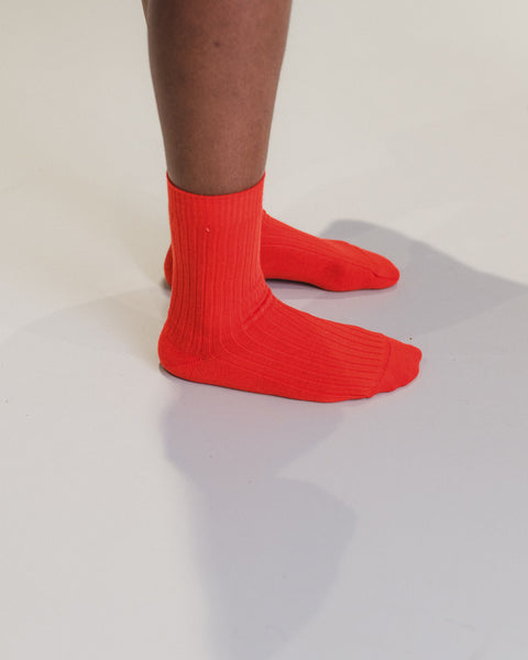 Rib Overankle Socks - Organic Cotton Rib - Chiral Red – Baserange Store ...