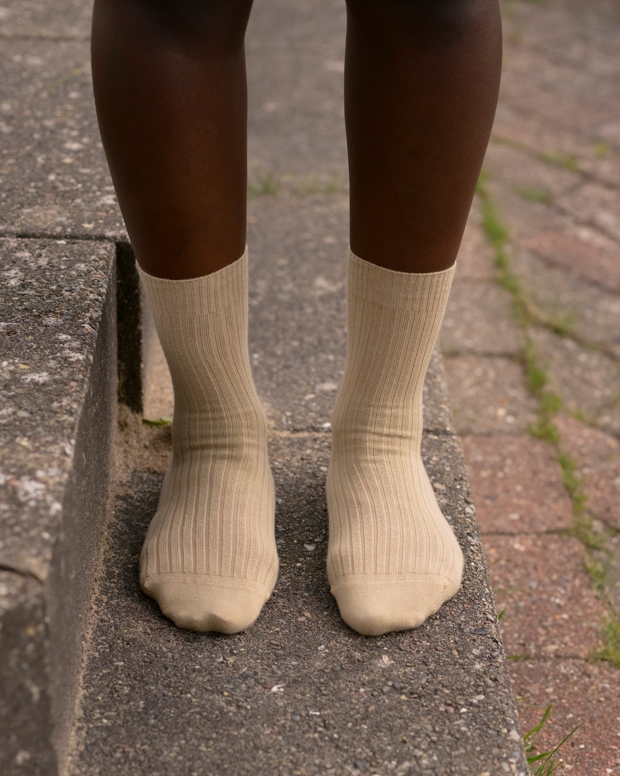 Rib Overankle Socks - Organic Cotton - Furo Beige
