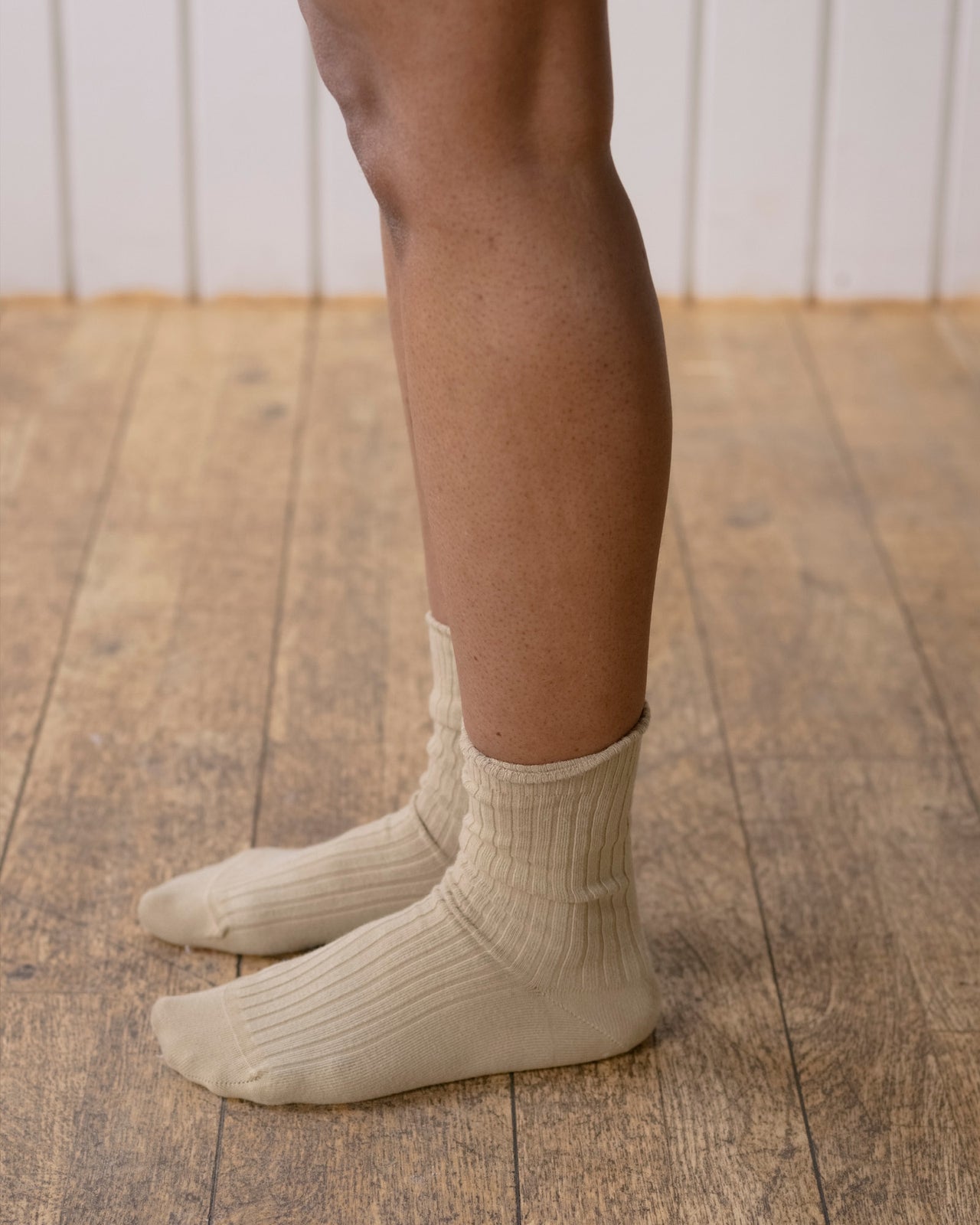 Rib Overankle Socks - Organic Cotton - Furo Beige