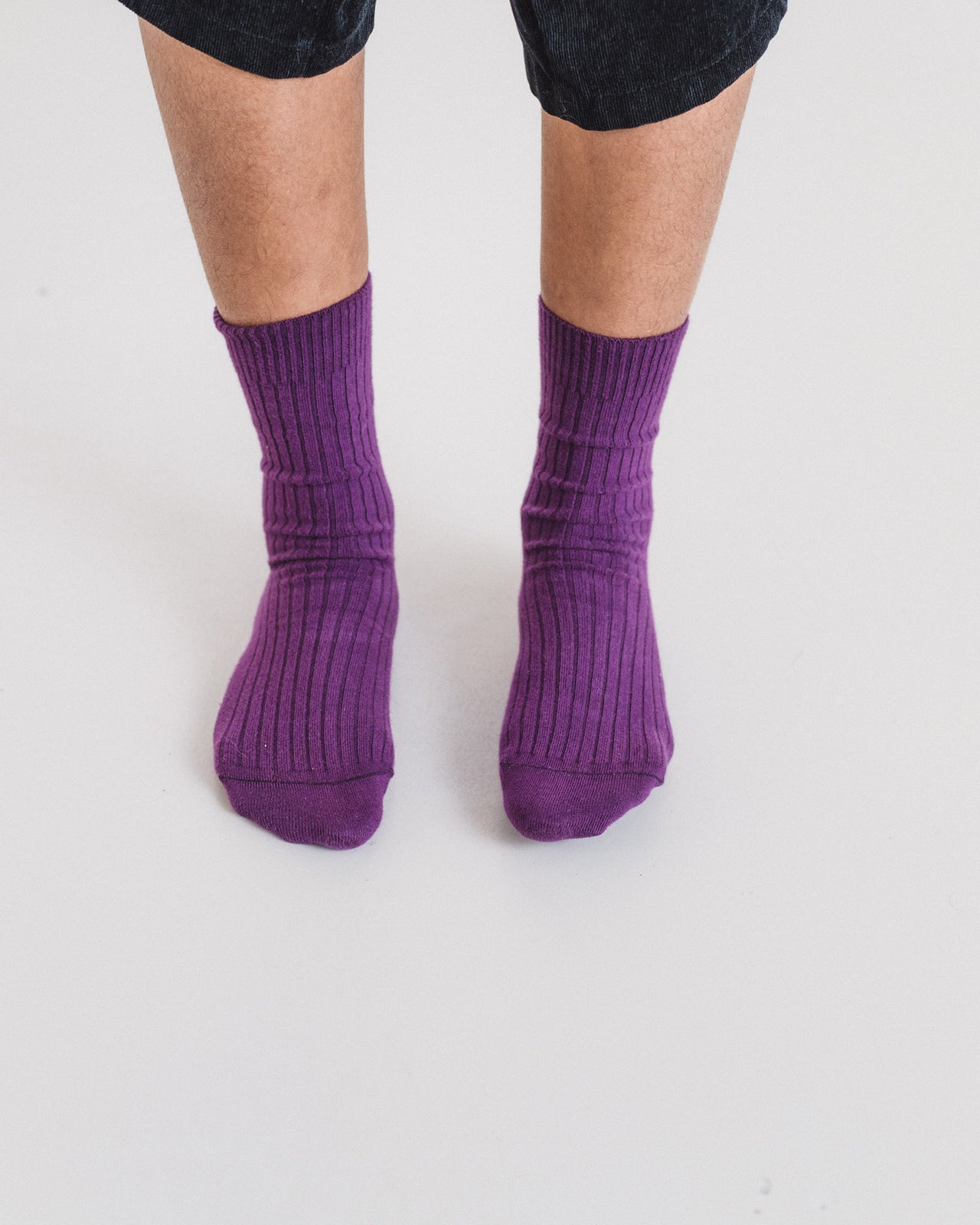 Rib Overankle Socks - Organic Cotton Rib - Gesso Purple