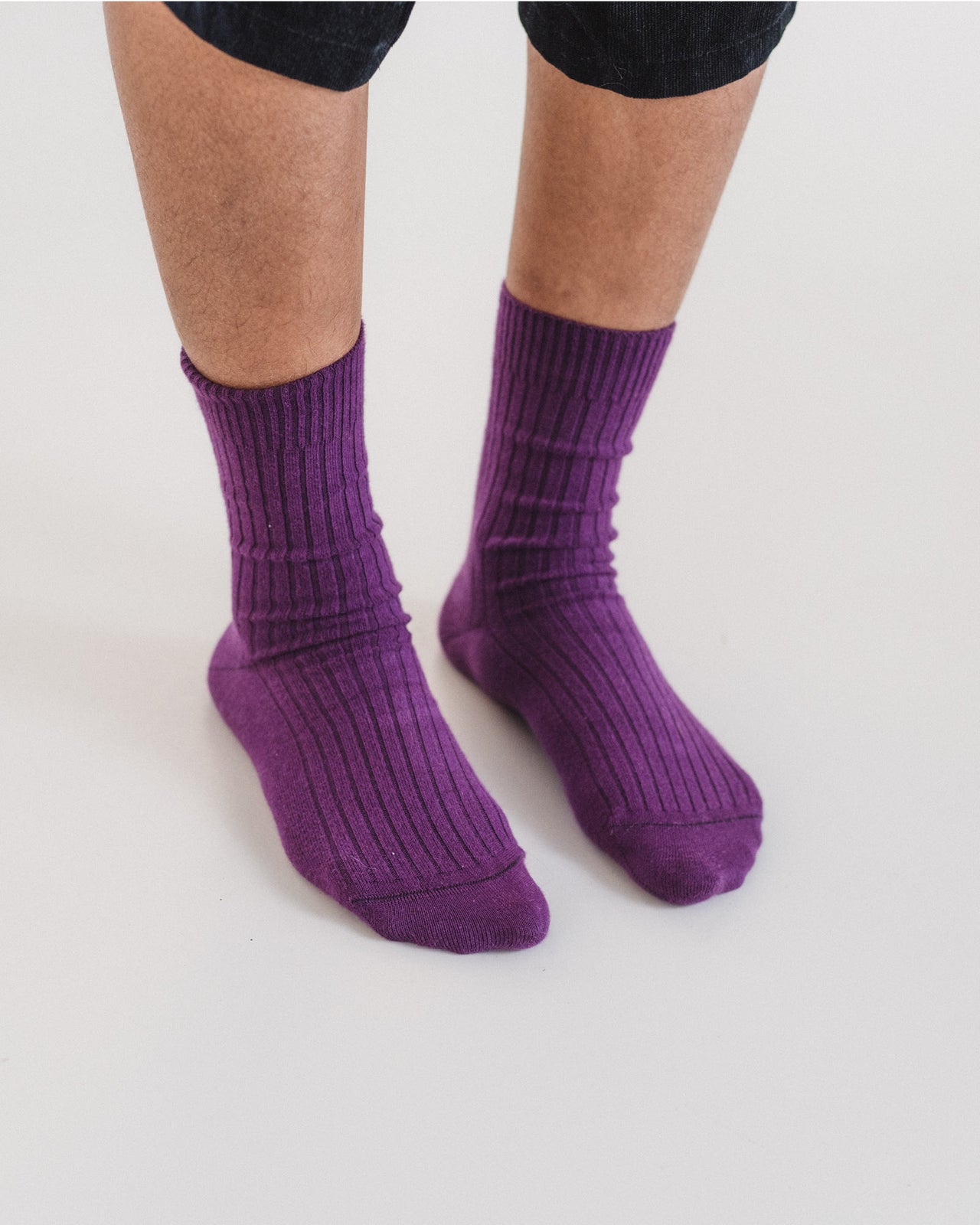 Rib Overankle Socks - Organic Cotton Rib - Gesso Purple