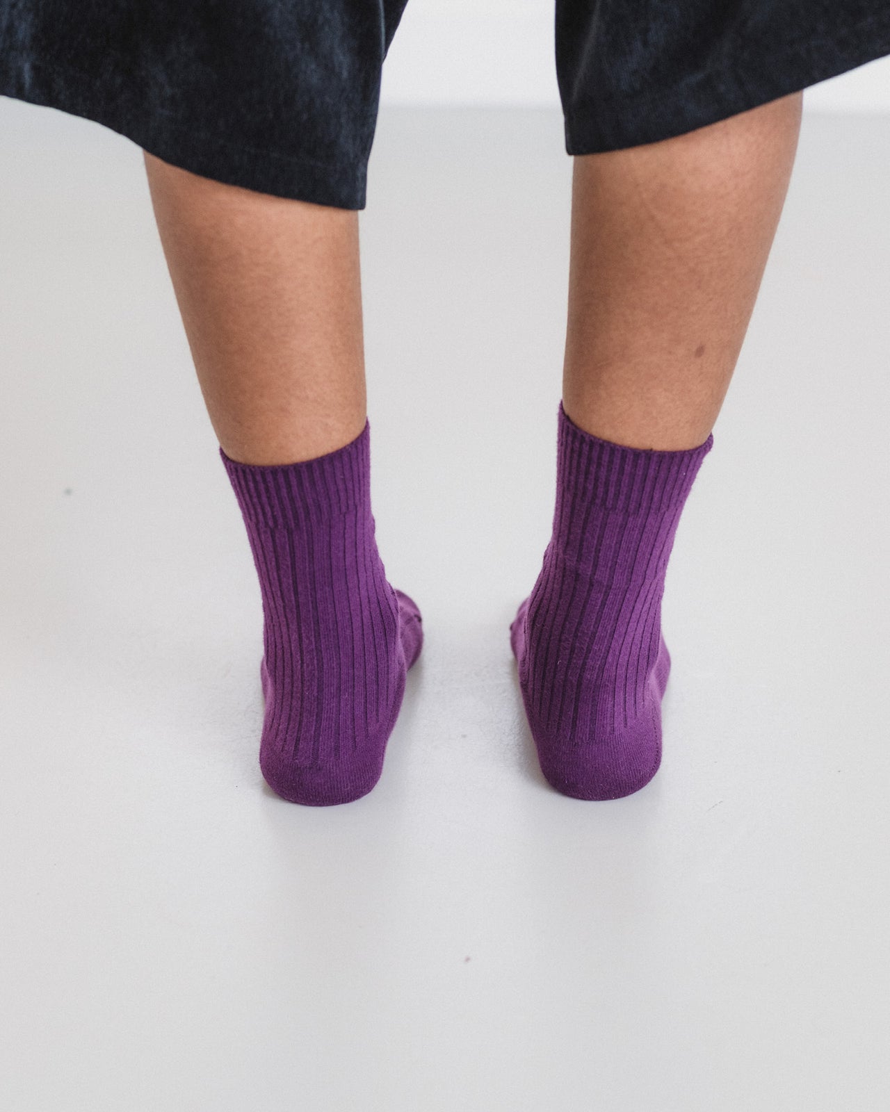 Rib Overankle Socks - Organic Cotton Rib - Gesso Purple