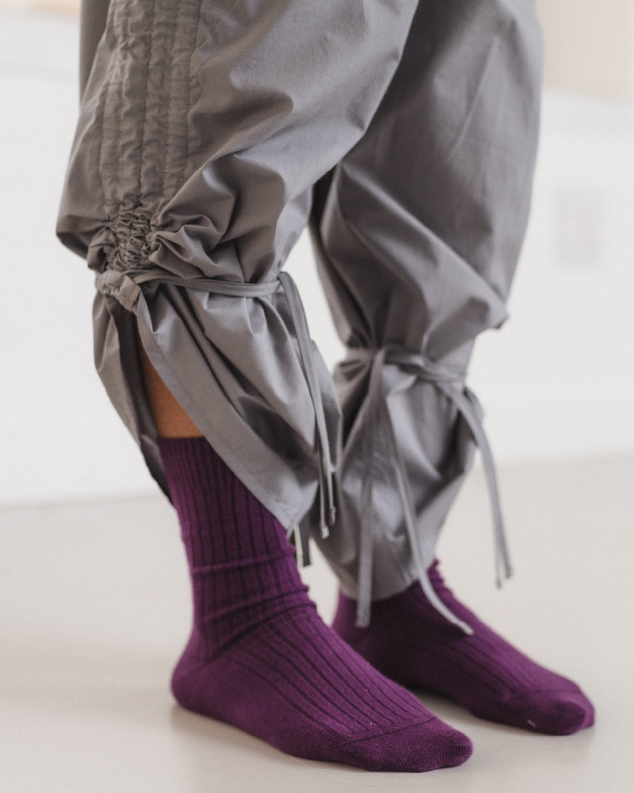 Rib Overankle Socks - Organic Cotton Rib - Gesso Purple