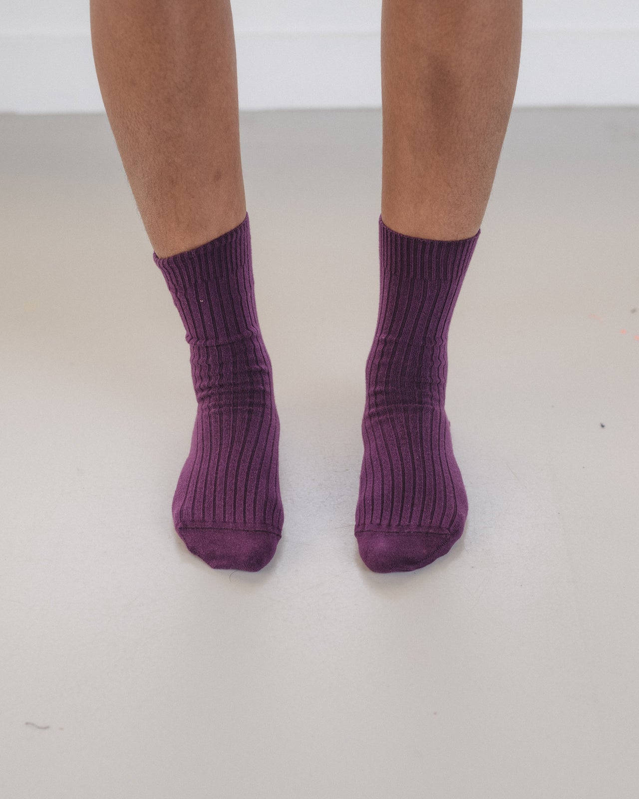 Rib Overankle Socks - Organic Cotton Rib - Gesso Purple