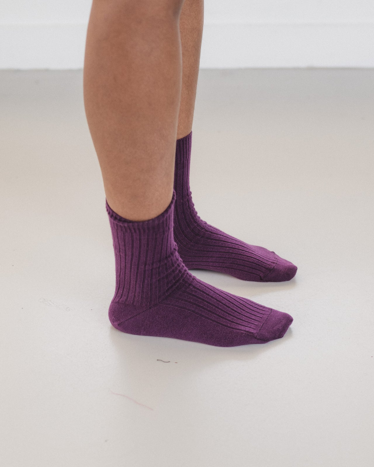 Rib Overankle Socks - Organic Cotton Rib - Gesso Purple