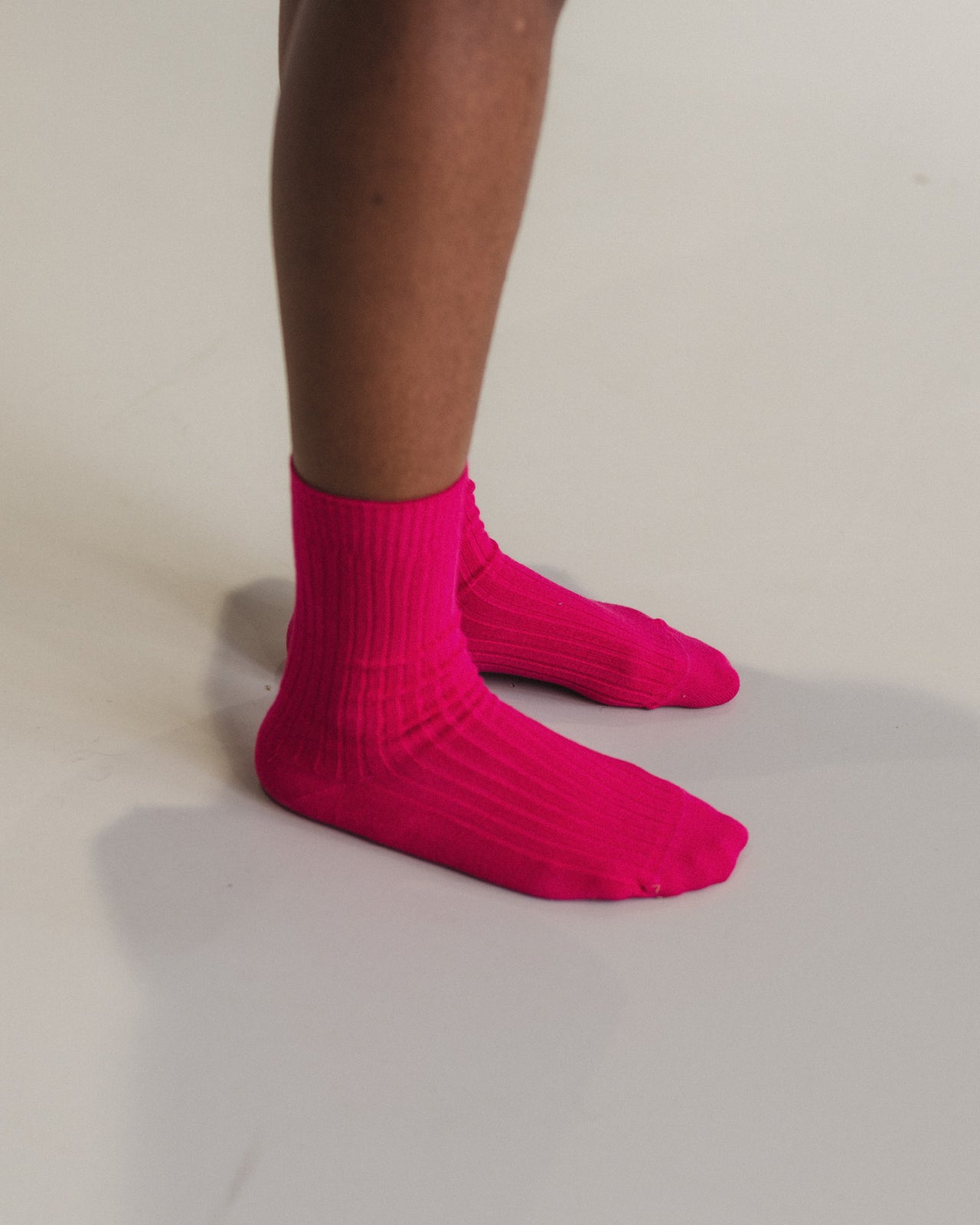 Rib Overankle Socks - Organic Cotton Rib - Ovid Pink