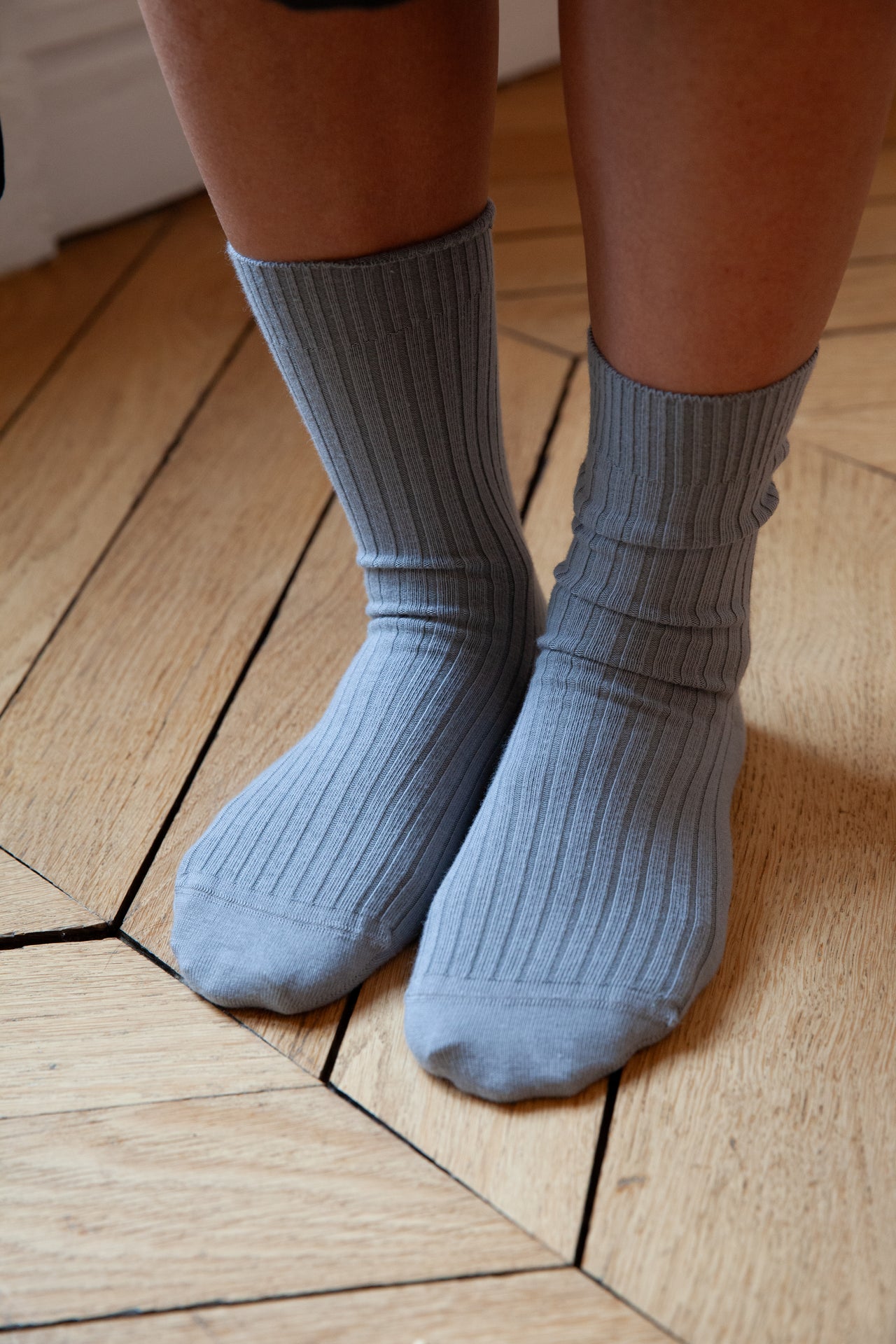 Rib Overankle Socks - Organic Cotton - Pyri Grey
