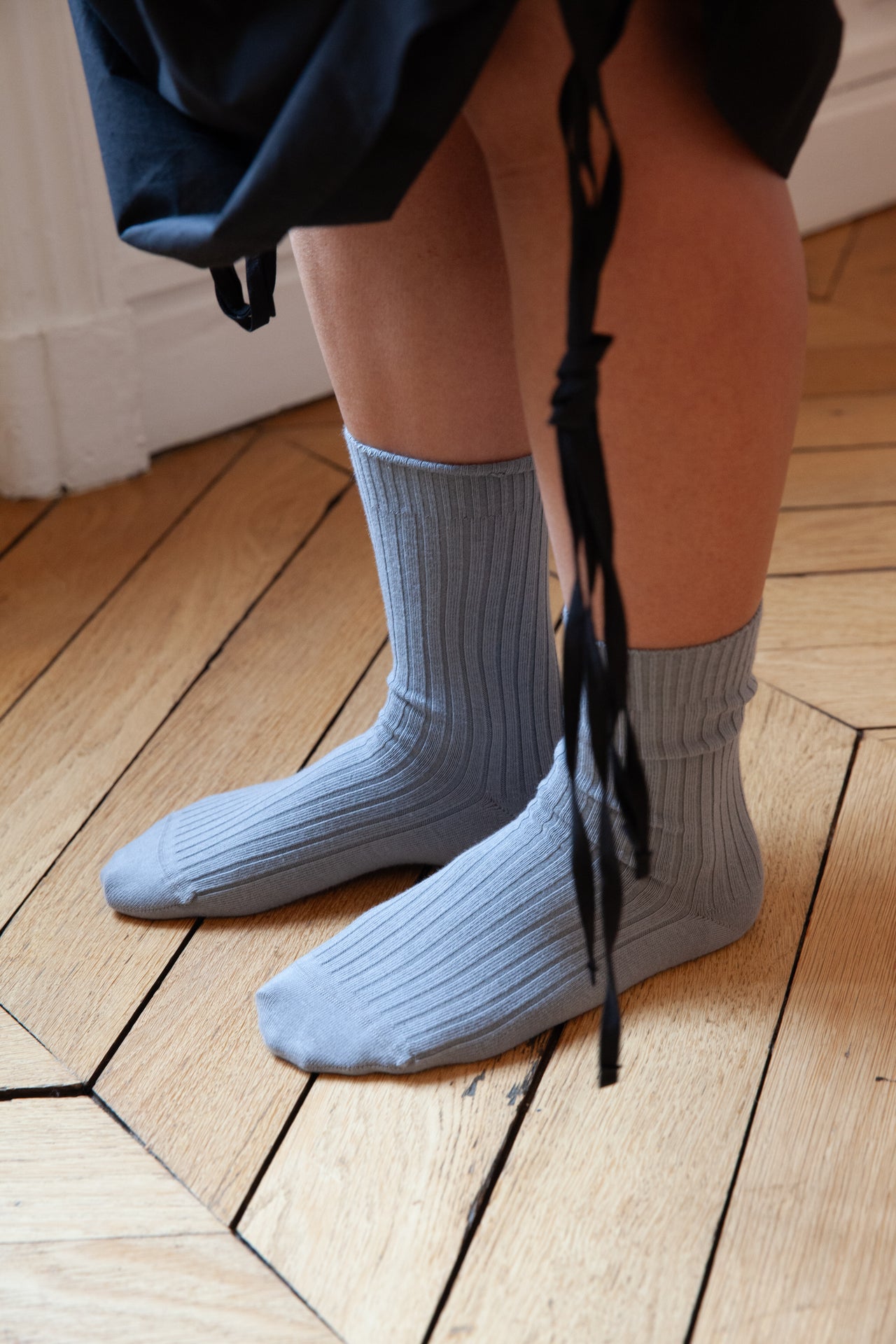 Rib Overankle Socks - Organic Cotton - Pyri Grey