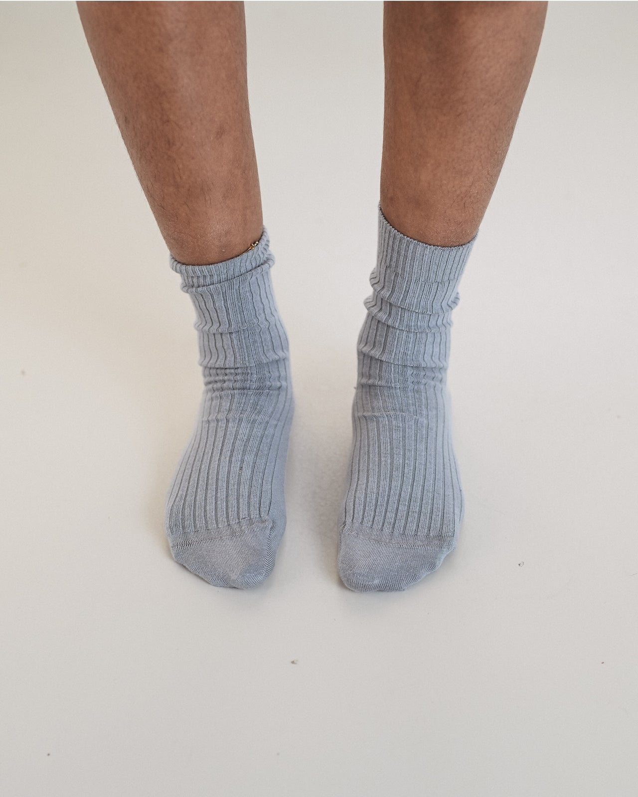 Rib Overankle Socks - Organic Cotton Rib - Sagi Grey