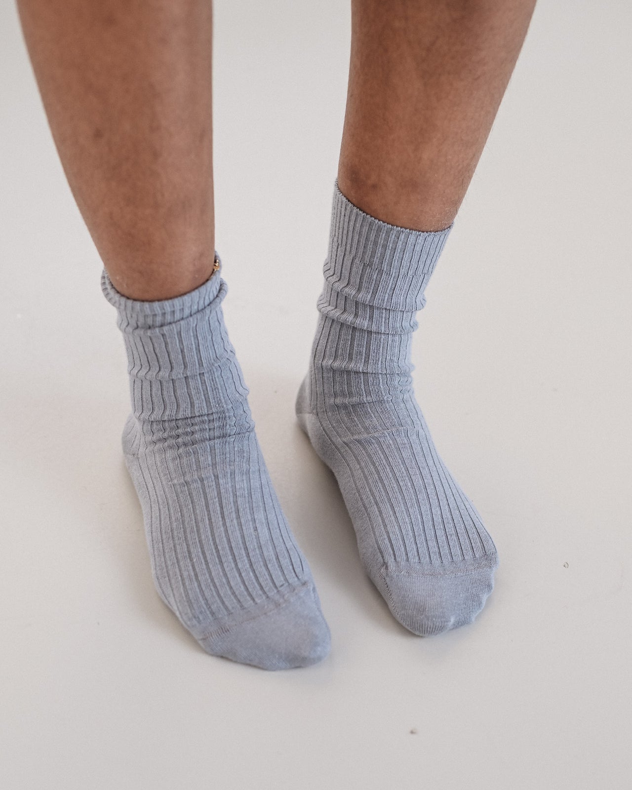 Rib Overankle Socks - Organic Cotton Rib - Sagi Grey