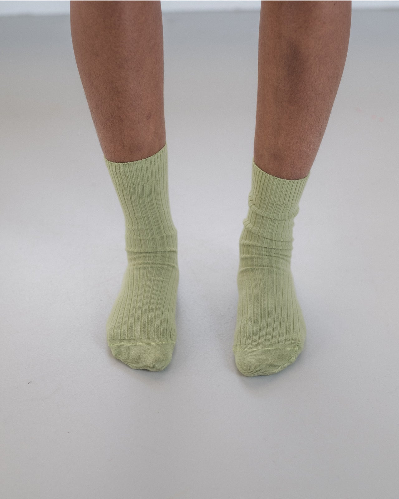 Rib Overankle Socks - Organic Cotton Rib - Stroma Green
