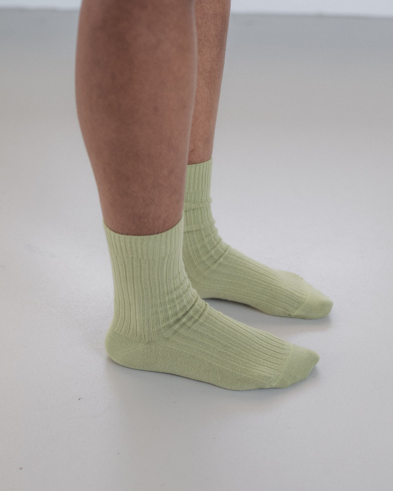 Rib Overankle Socks - Organic Cotton Rib - Stroma Green