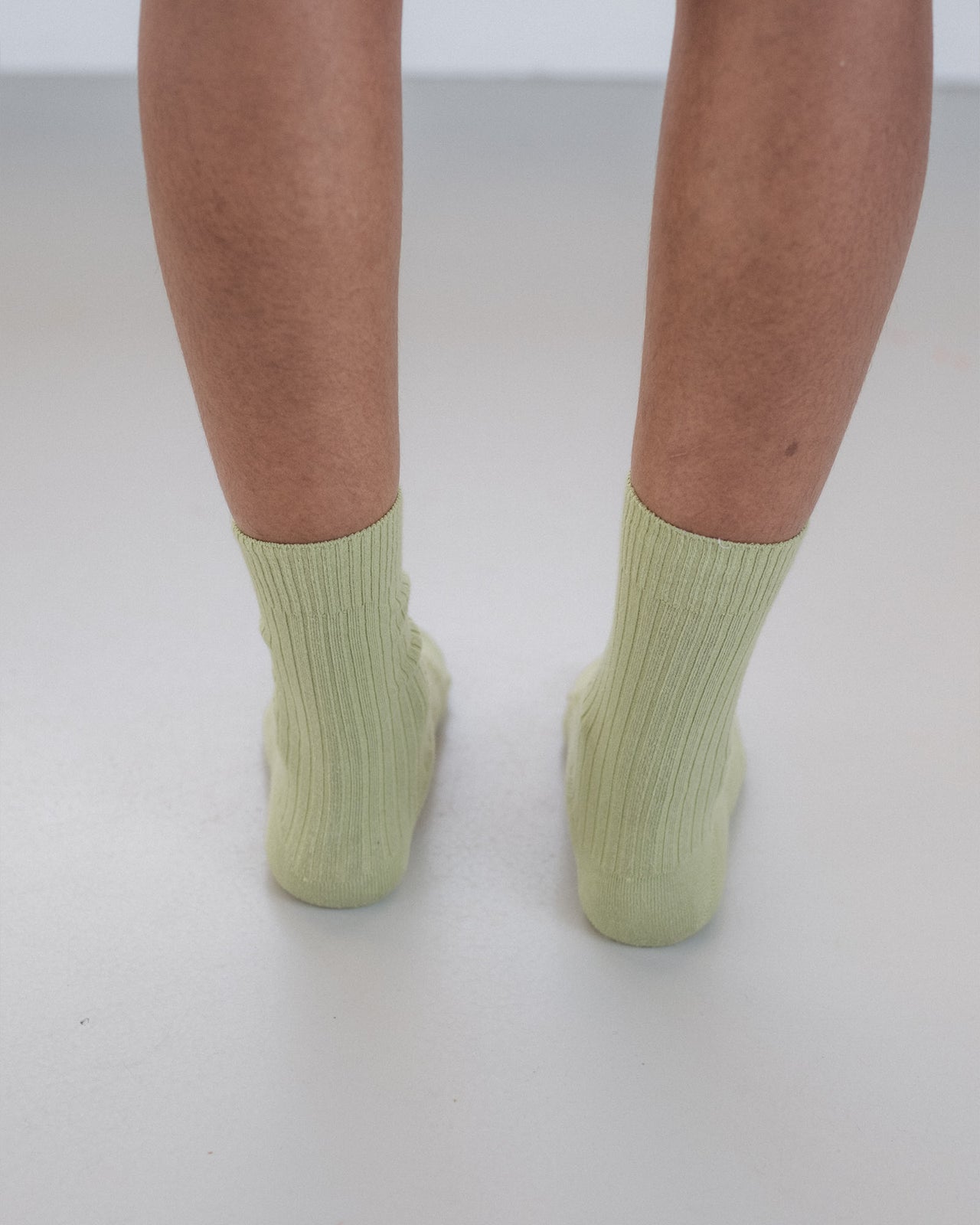 Rib Overankle Socks - Organic Cotton Rib - Stroma Green